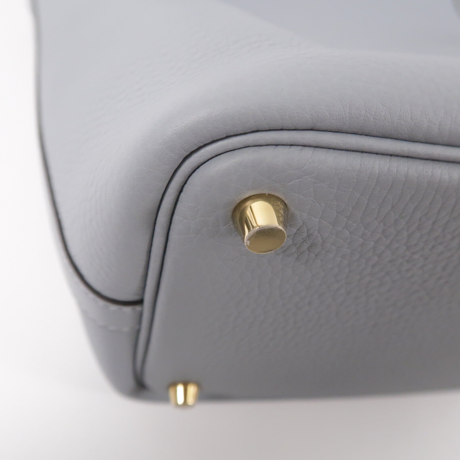 HERMES Clemence皮革Picotin PM手挽袋Gris Pantin