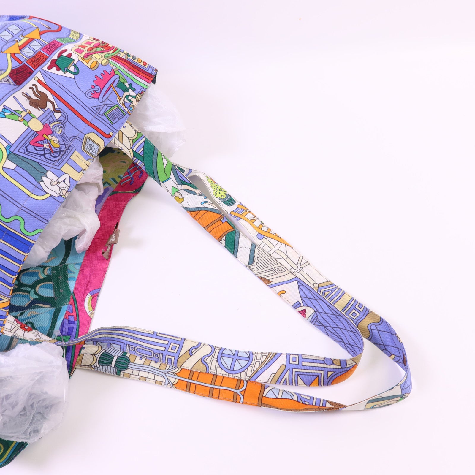 HERMES 絲質Petit H Shopping Bag手挽袋