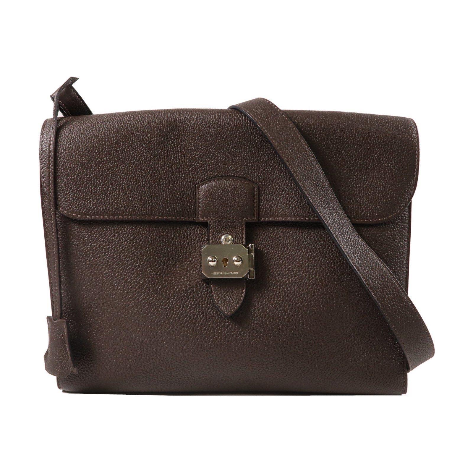 HERMES Togo皮革Sac A Depeches Messenger 29銀扣肩背袋啡色