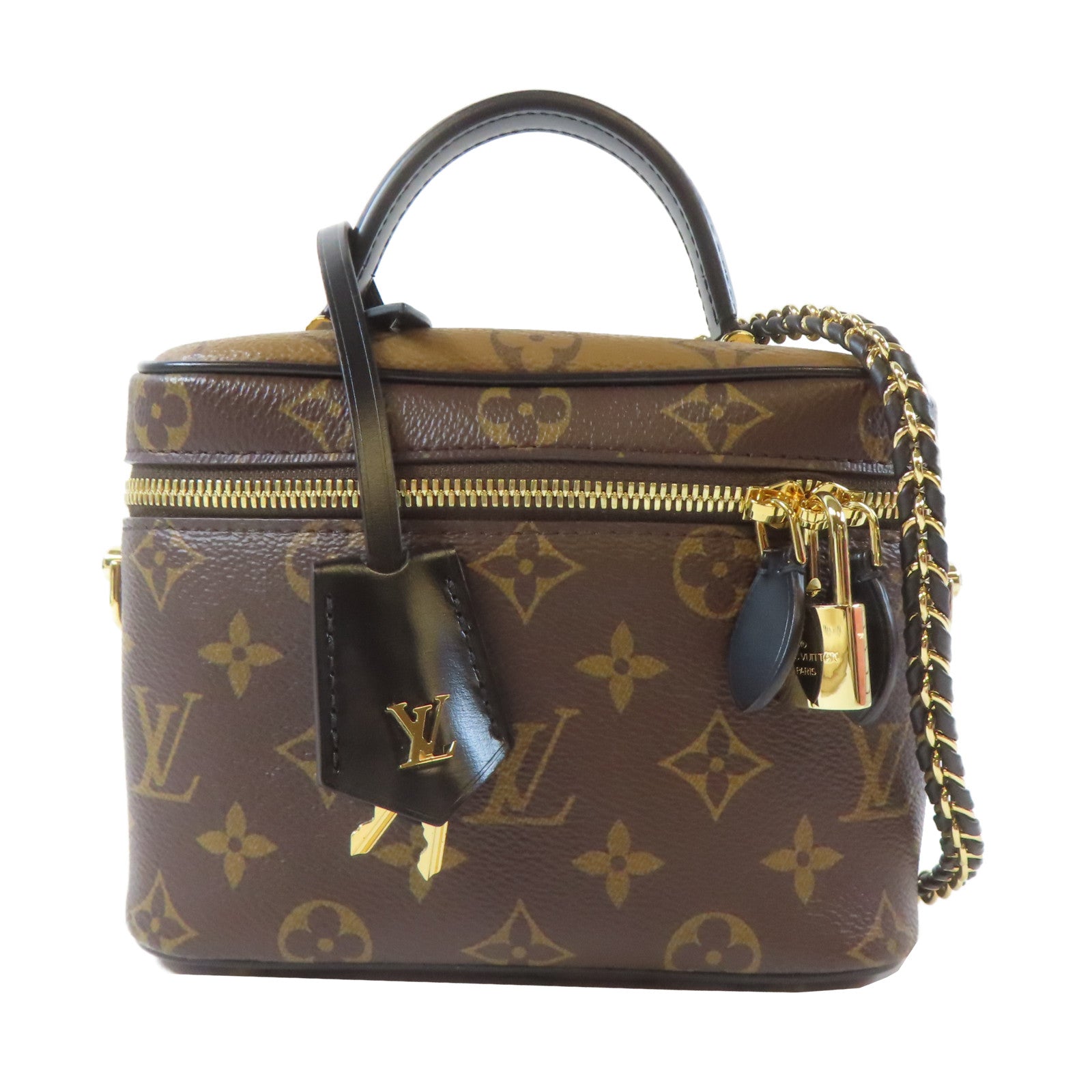 LOUIS VUITTON Monogram Vanity PM 2 Way Chain Shoulder Bag金扣手挽肩背兩用袋啡色