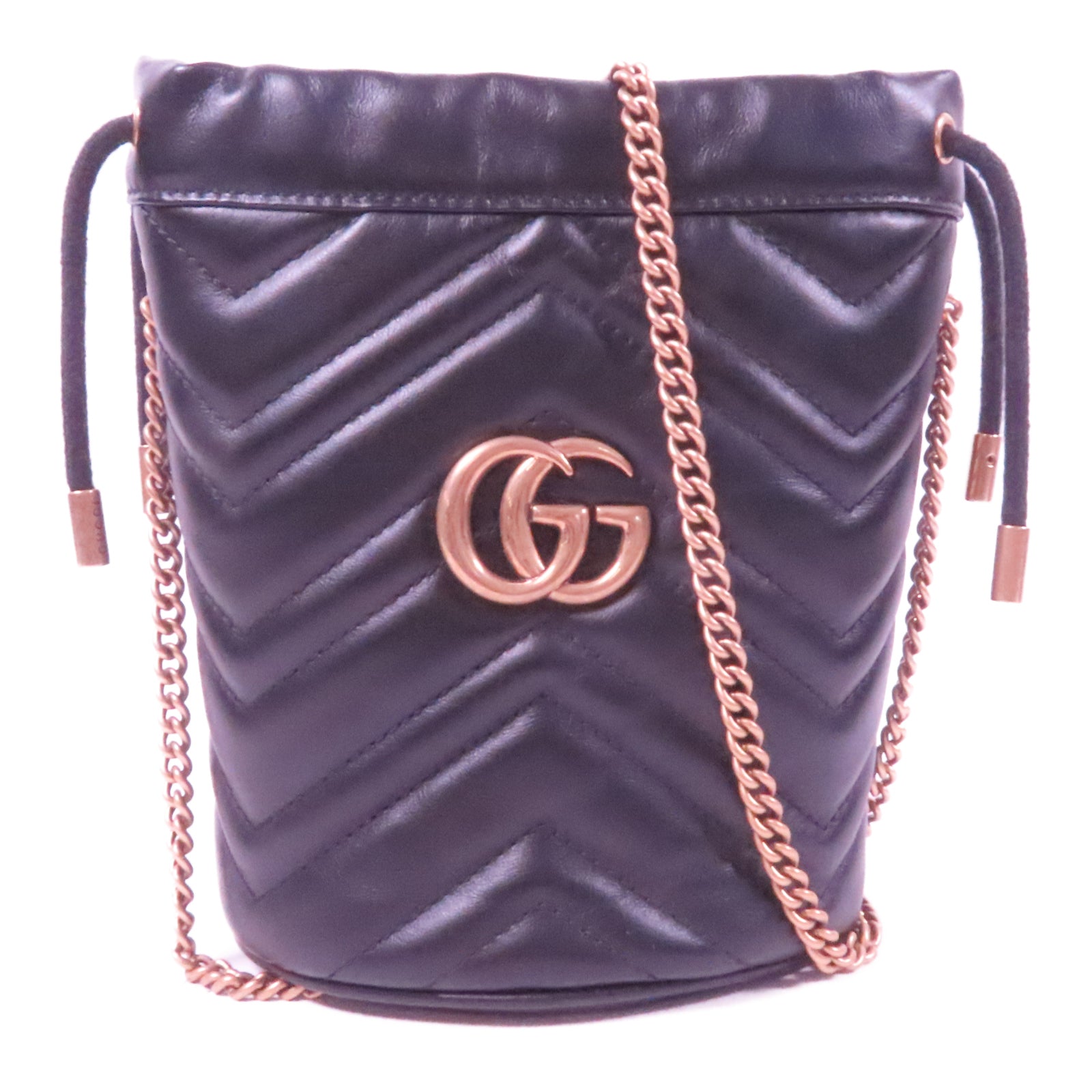 GUCCI 皮革GG Marmont金扣鏈帶肩背袋黑色