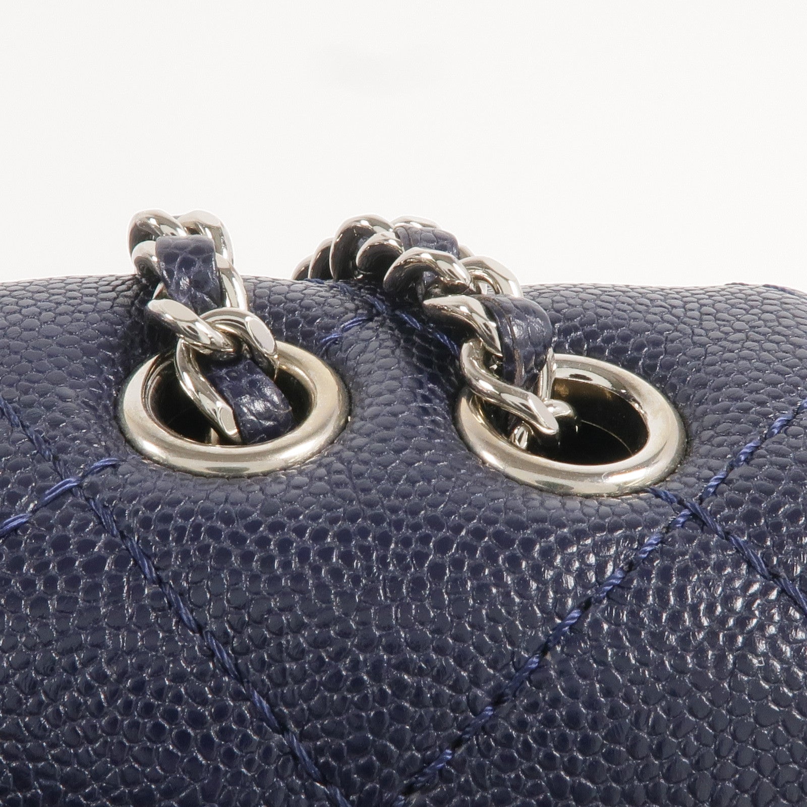 CHANEL 牛皮皮革Chain Shoulder銀扣鏈帶肩背袋