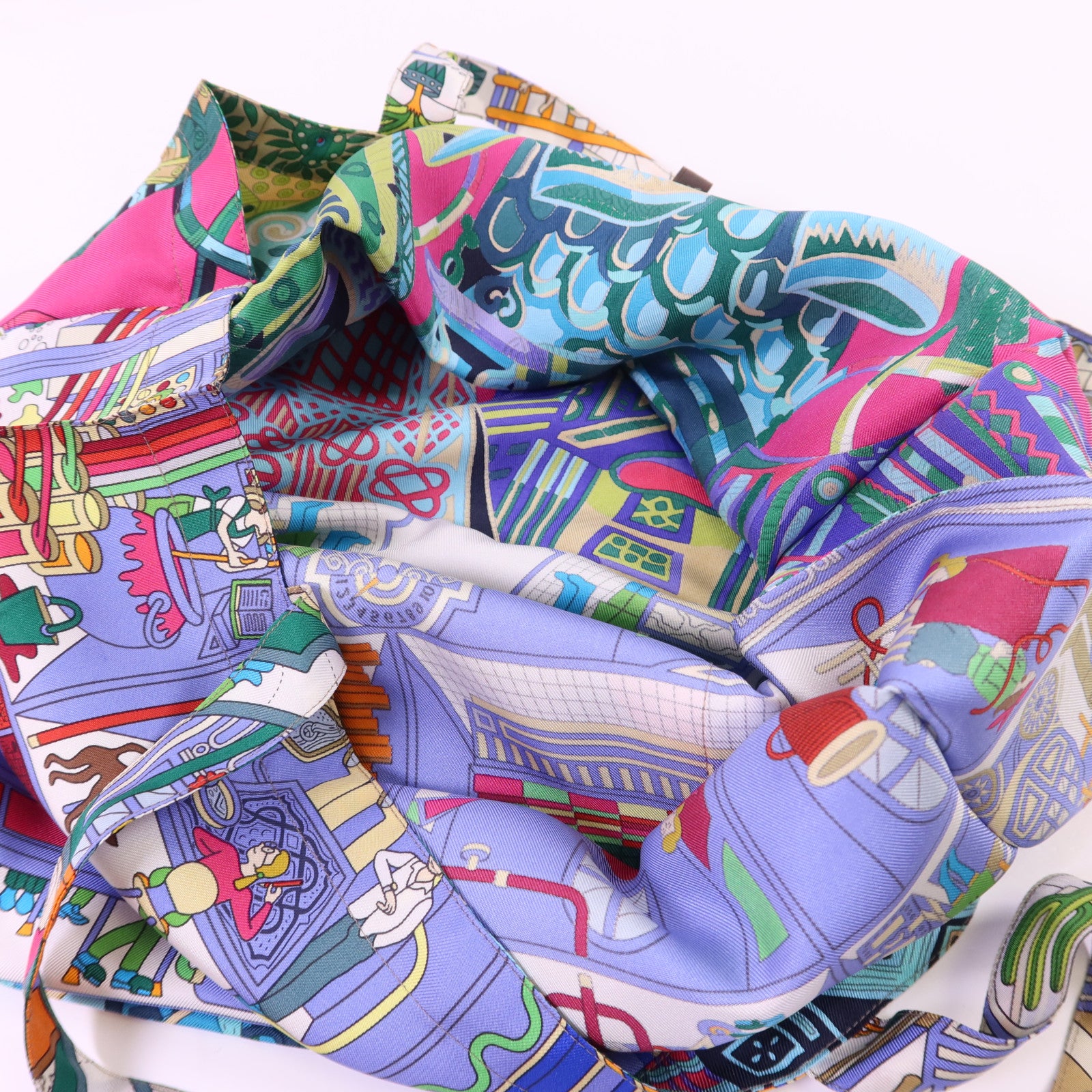 HERMES 絲質Petit H Shopping Bag手挽袋