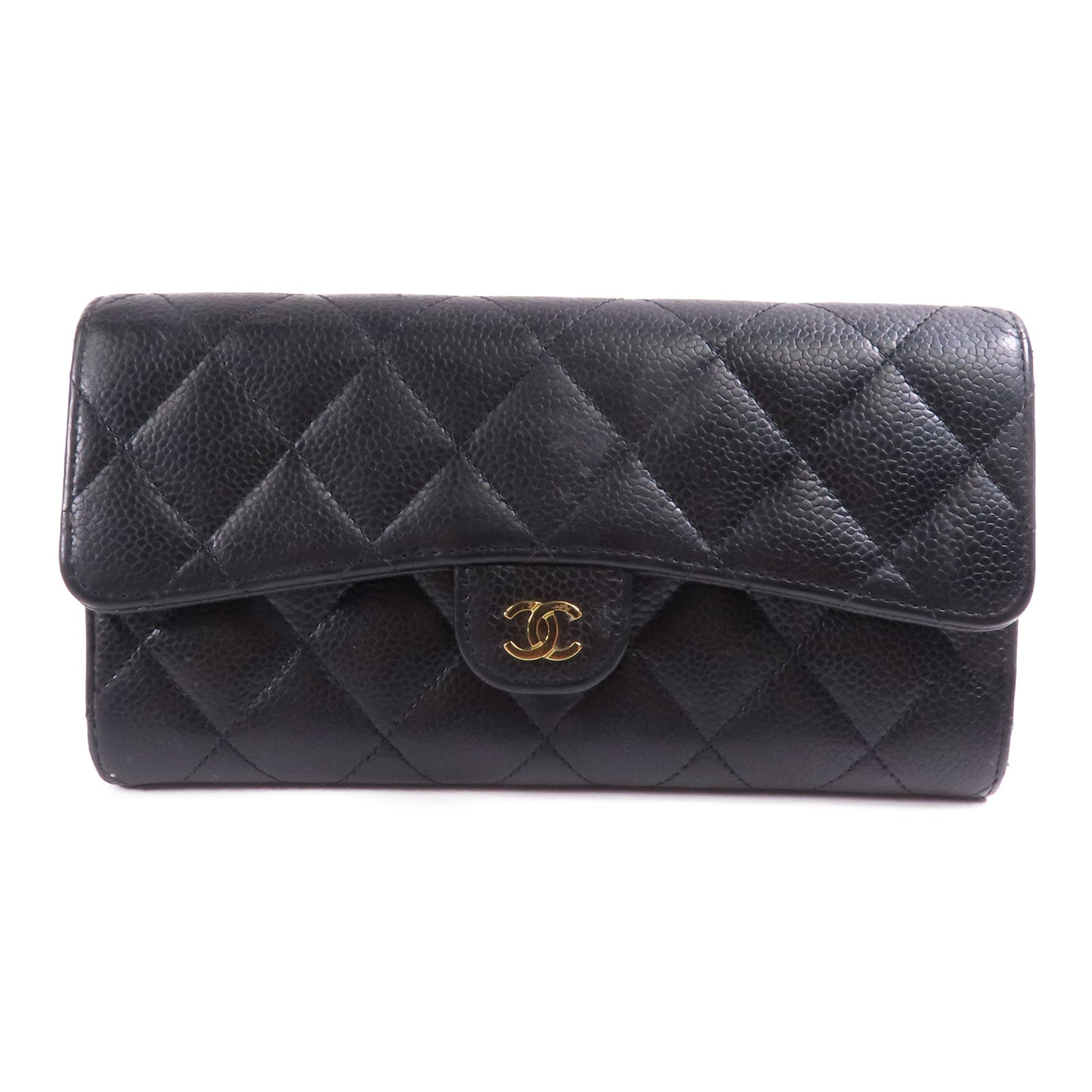 CHANEL 牛皮皮革Long Wallet金扣長錢包
