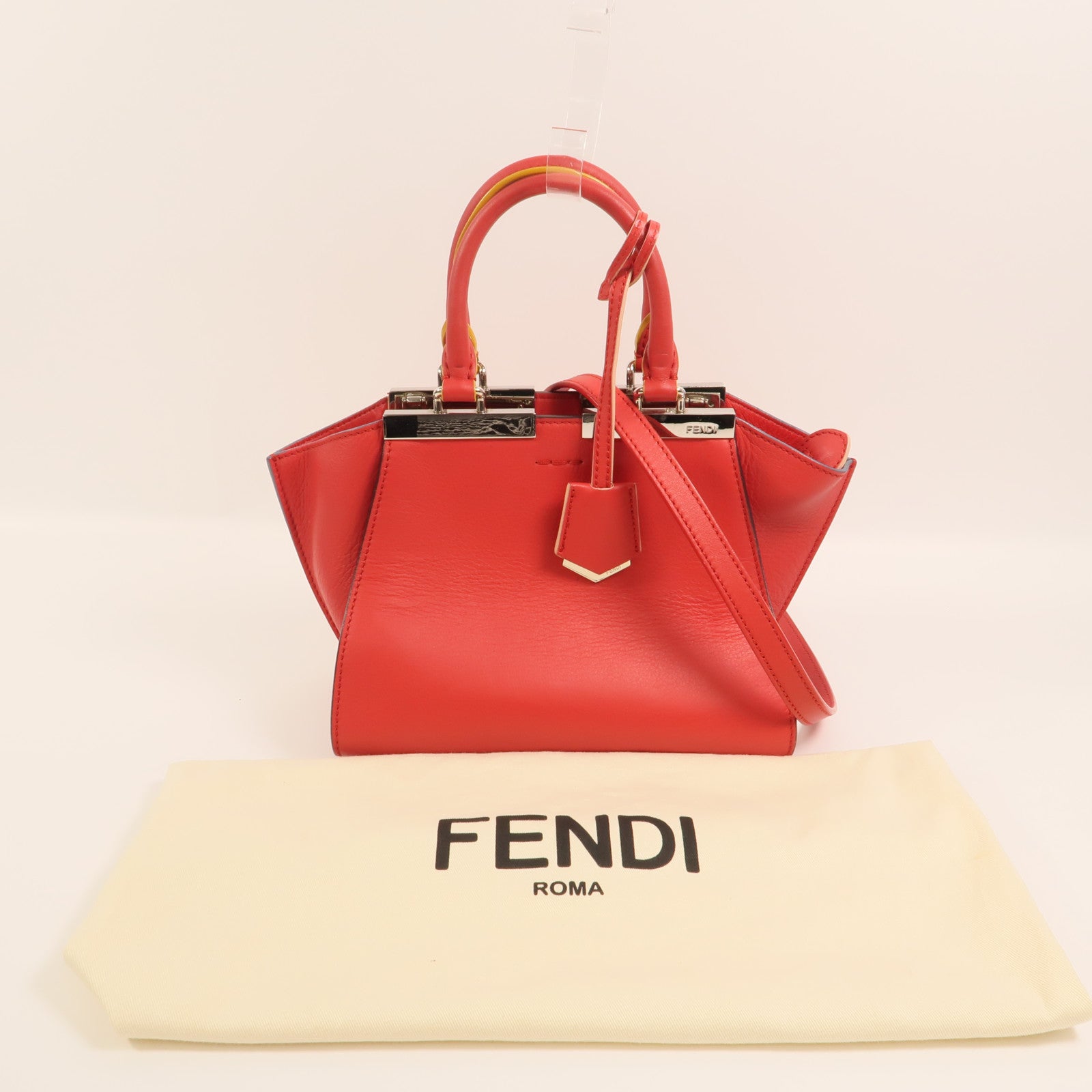 FENDI 牛皮皮革Mini 3 Jours銀扣手挽肩背兩用袋