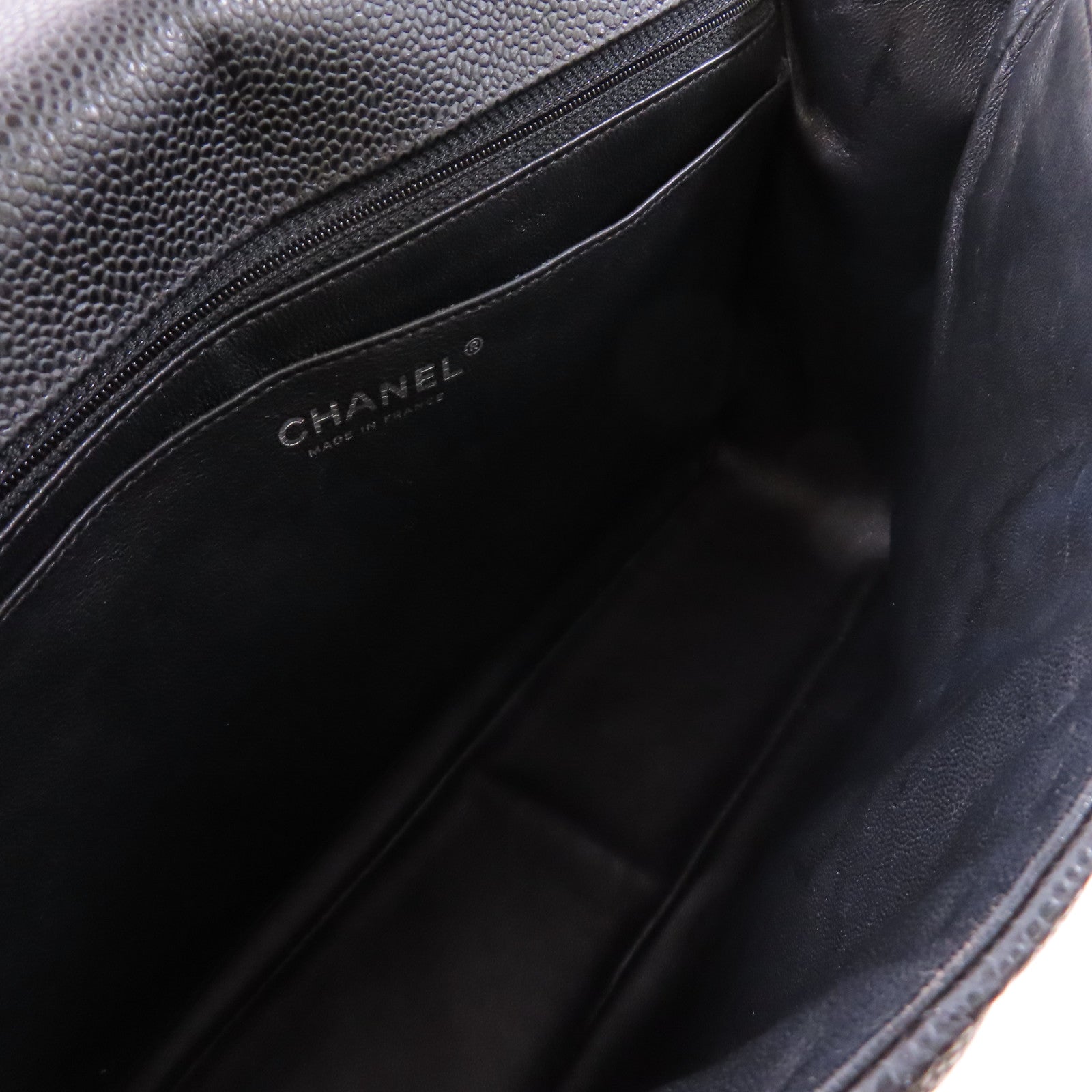 CHANEL 牛皮皮革Large Classic銀扣鏈帶肩背袋