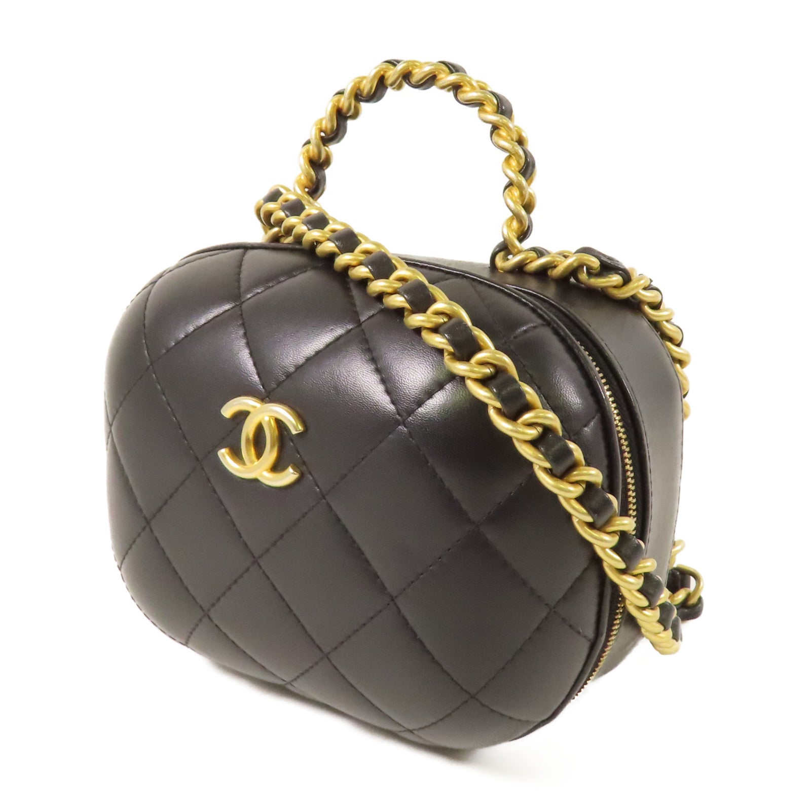CHANEL CC GHW Small Vanity Case 2Way Shoulder Hand Bag Calfskin Leather Black