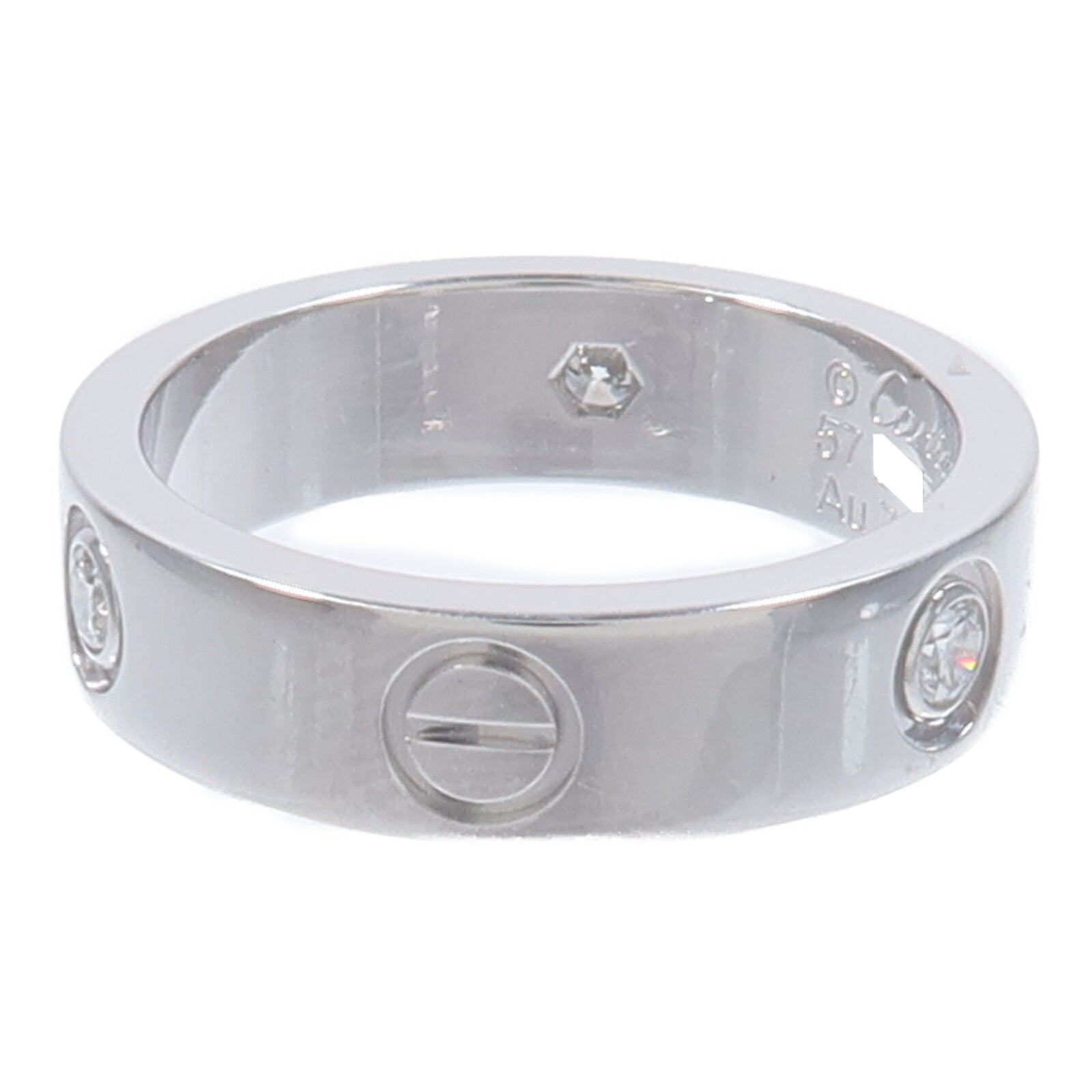 CARTIER 18K白金Love Ring 3 Diamonds鑽石戒指