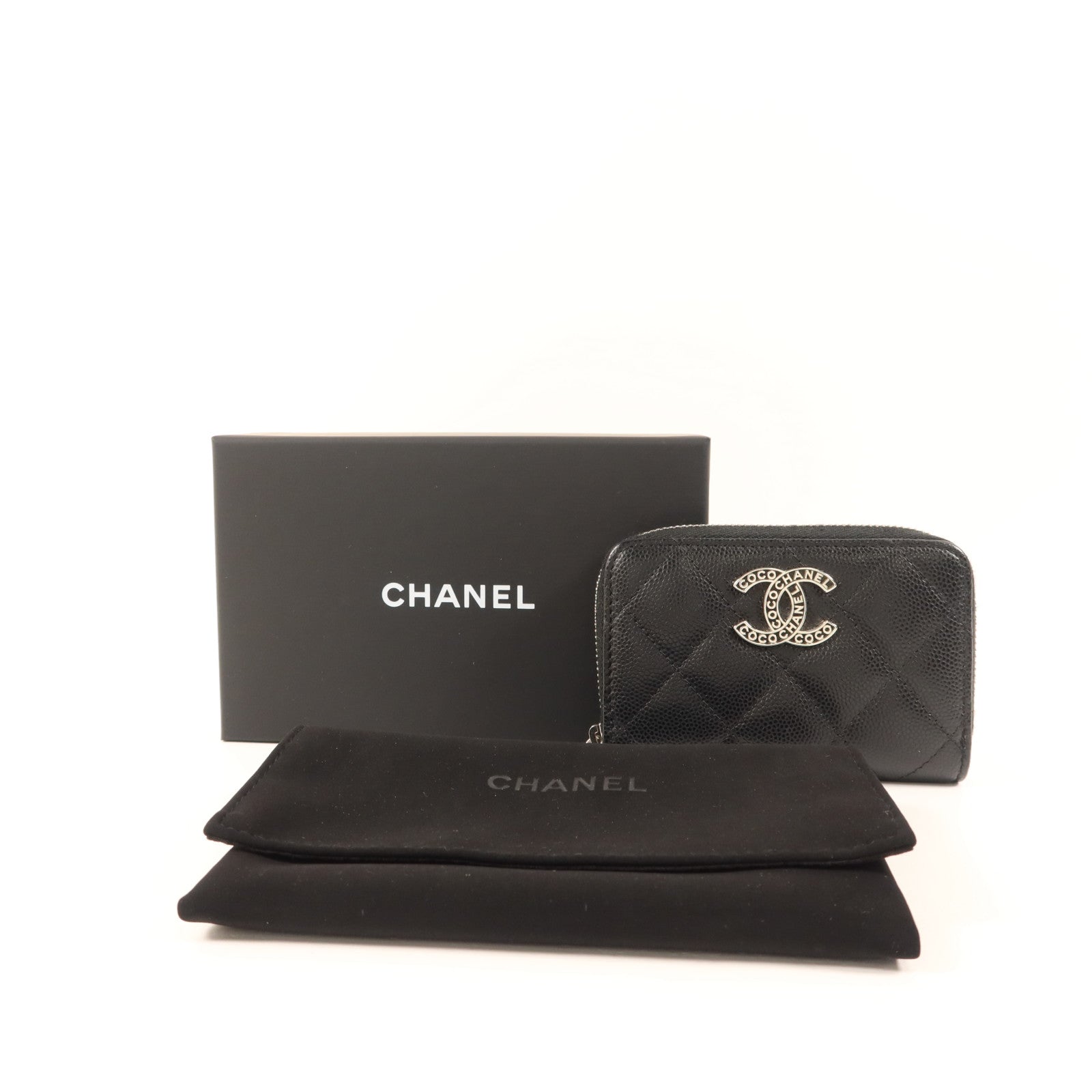 CHANEL 牛皮皮革Card Case銀扣卡片套