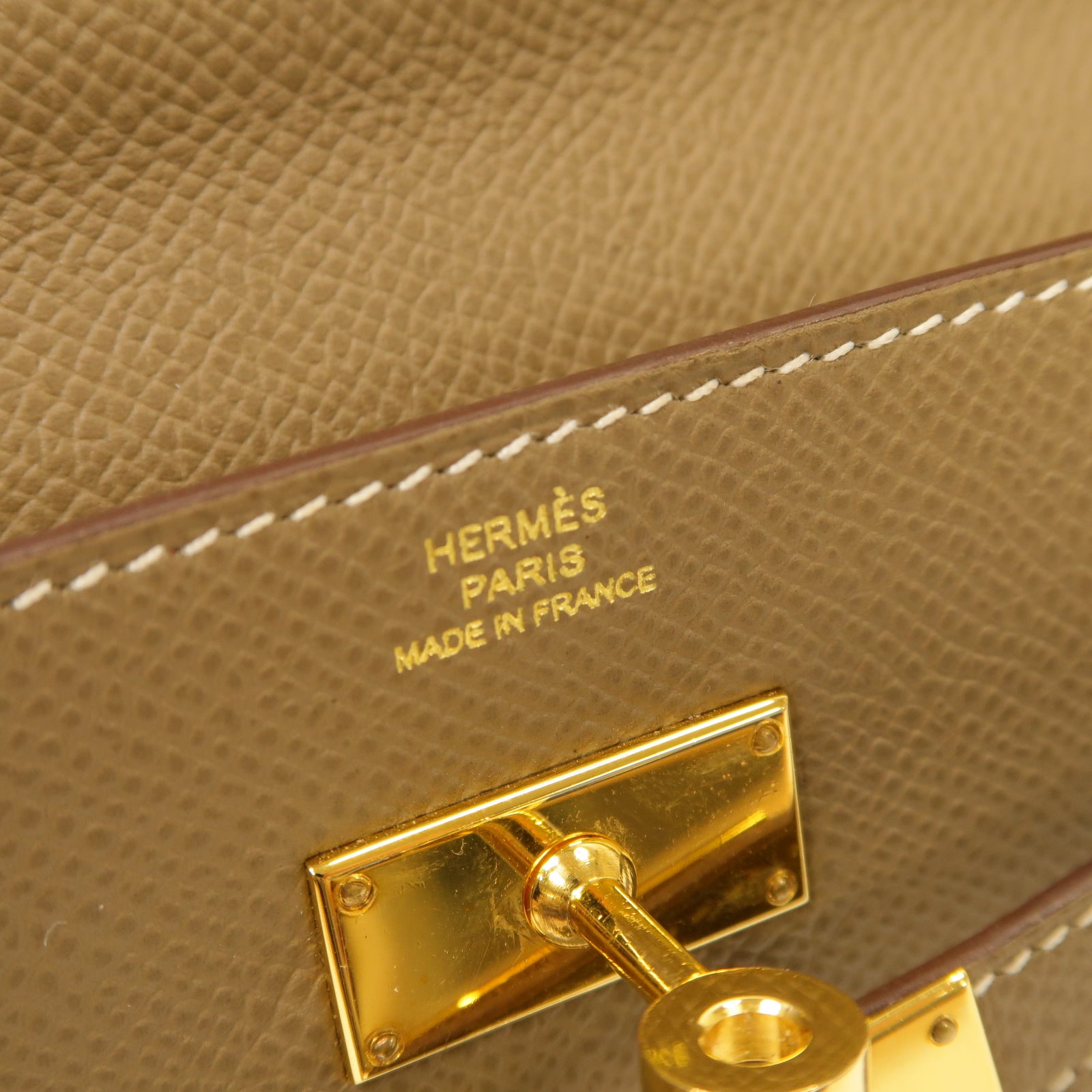 HERMES 【激減優惠】Epsom皮革Kelly To Go金扣肩背袋Etoupe灰色