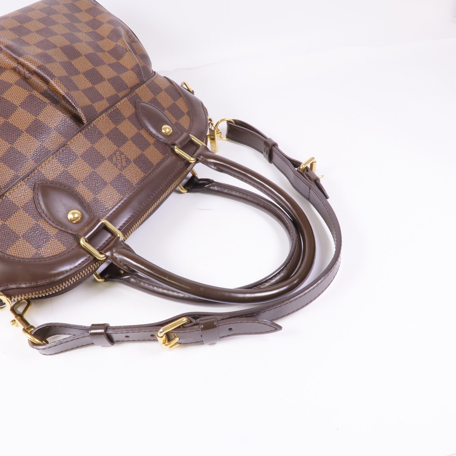LOUIS VUITTON Damier Trevi金扣手挽肩背兩用袋棕色