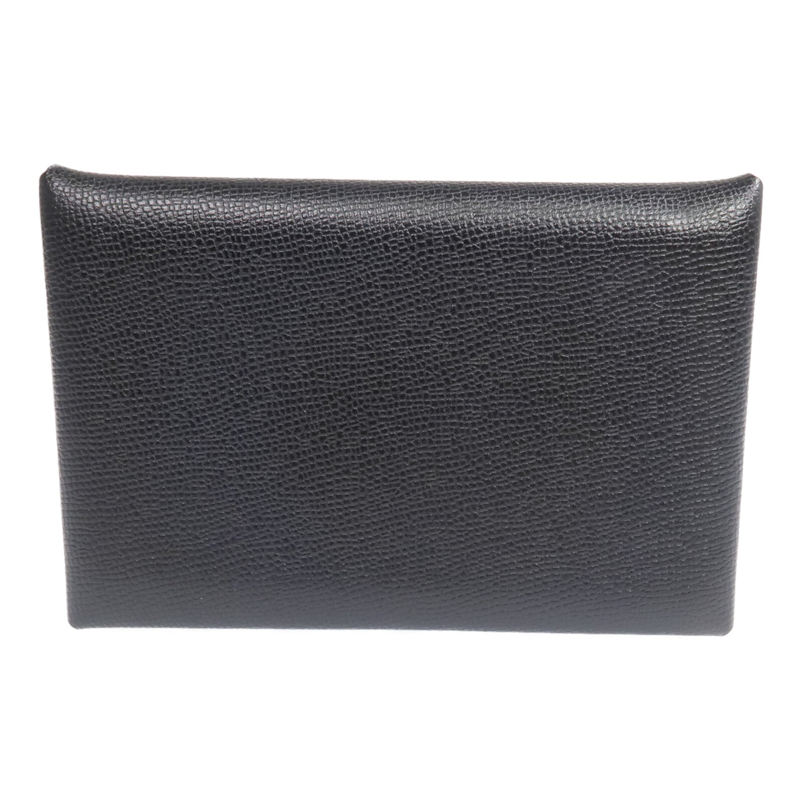 HERMES 【Hermes Fair】Madame皮革Calvi銀扣卡片套Noir