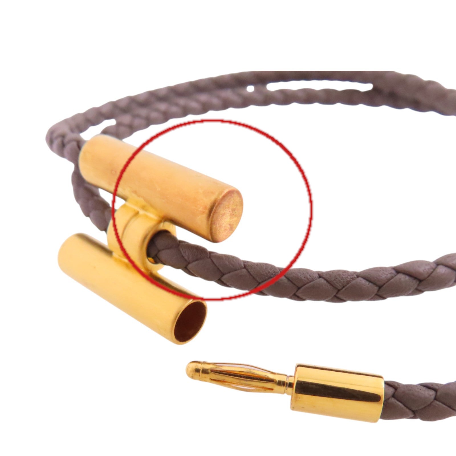 HERMES 牛皮皮革Tournis Tresse Bracelet金扣手帶