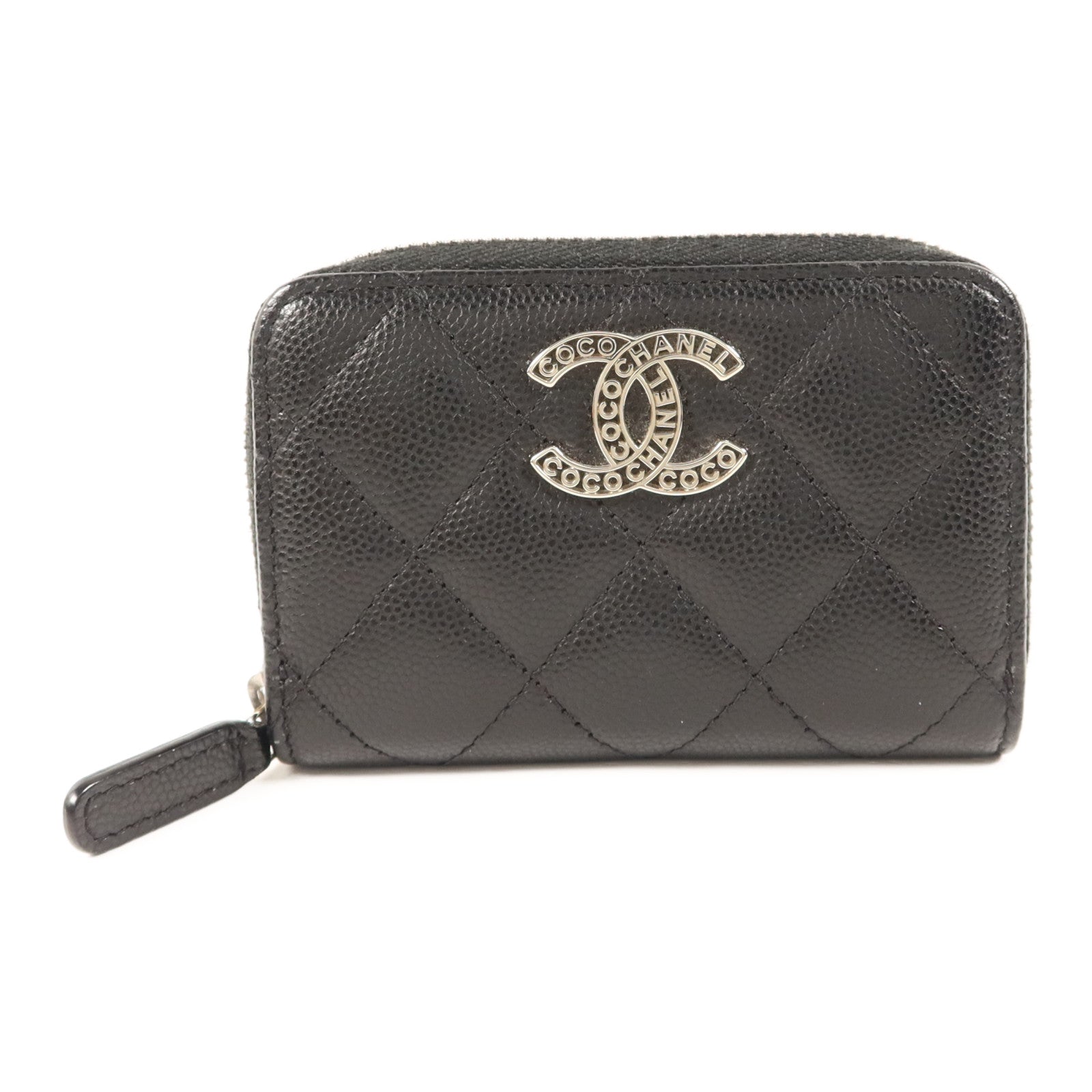 CHANEL 牛皮皮革Card Case銀扣卡片套