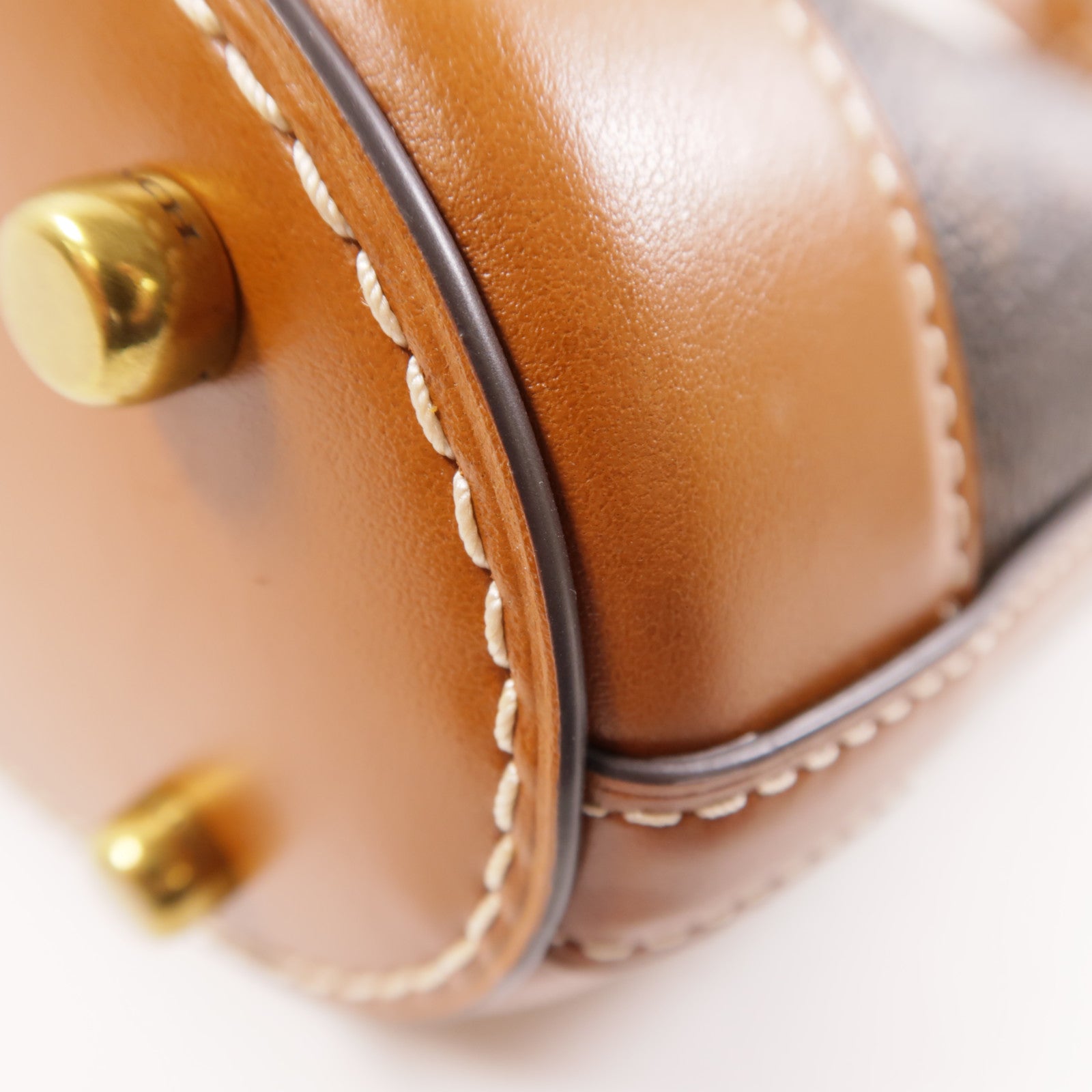 COACH 塗層帆布2 Way Shoulder金扣手挽肩背兩用袋棕色
