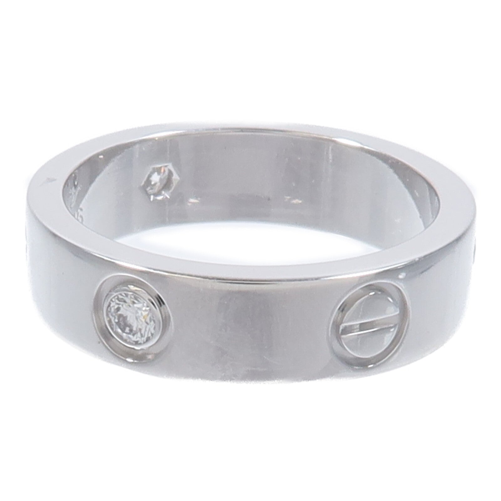 CARTIER 18K白金Love Ring 3 Diamonds鑽石戒指