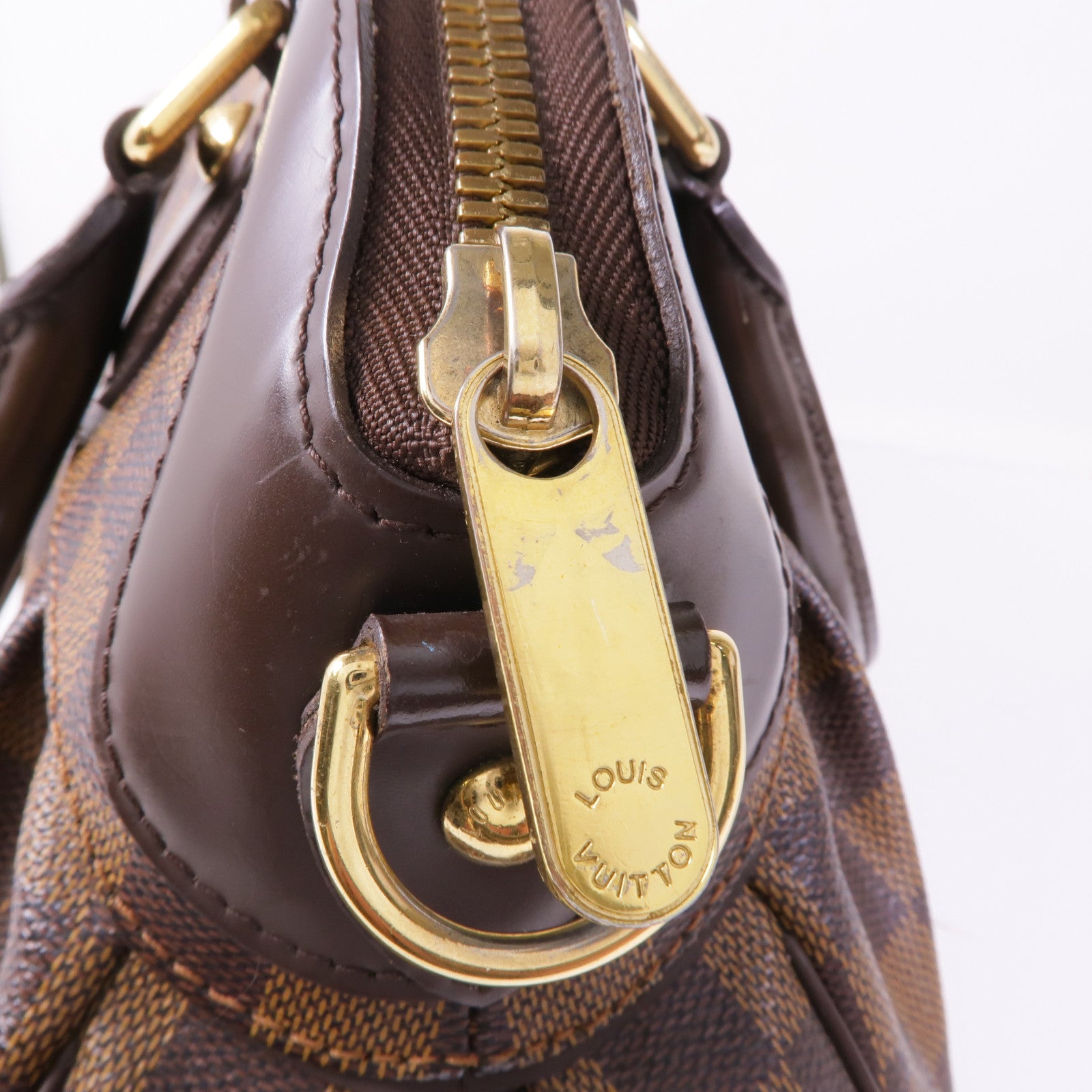 LOUIS VUITTON Damier Trevi金扣手挽肩背兩用袋棕色