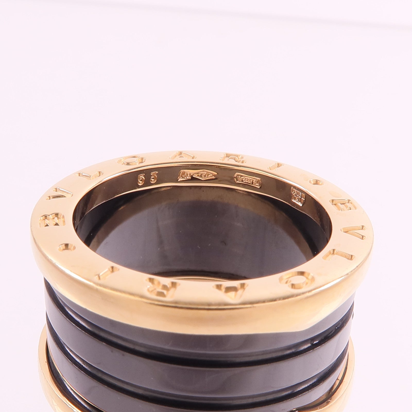 BVLGARI 18K玫瑰金/陶瓷B-zero1戒指