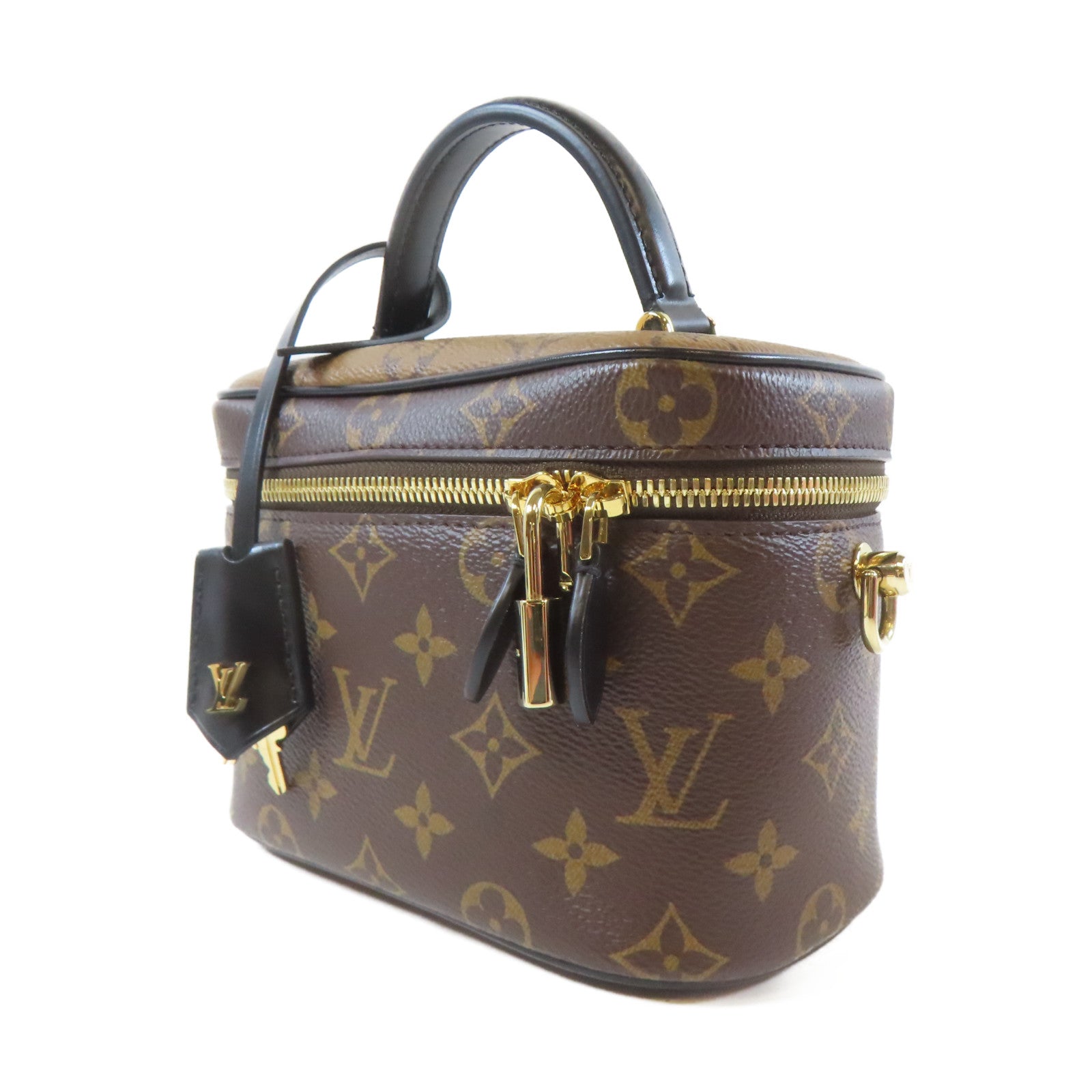 LOUIS VUITTON Monogram Vanity PM 2 Way Chain Shoulder Bag金扣手挽肩背兩用袋啡色