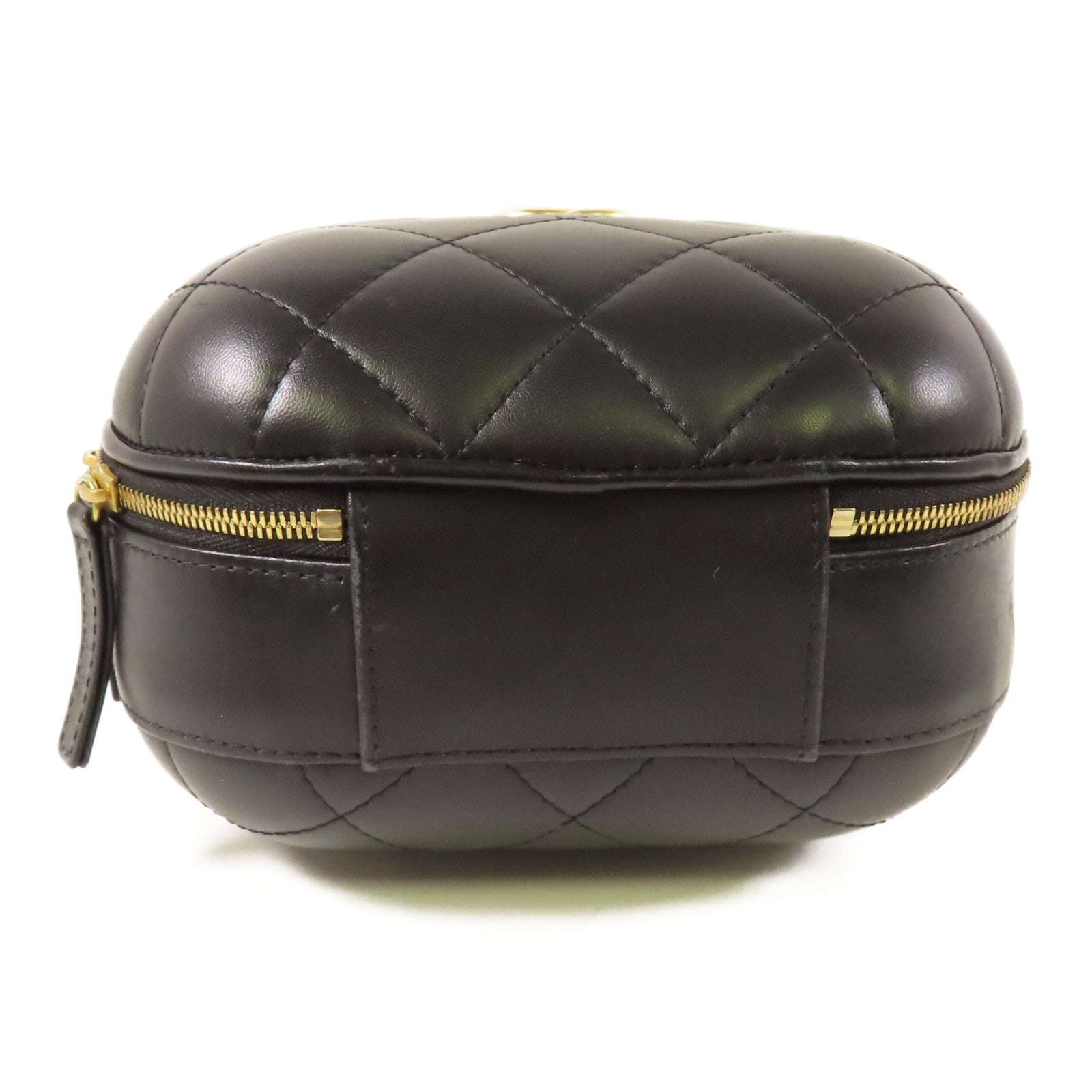 CHANEL CC GHW Small Vanity Case 2Way Shoulder Hand Bag Calfskin Leather Black