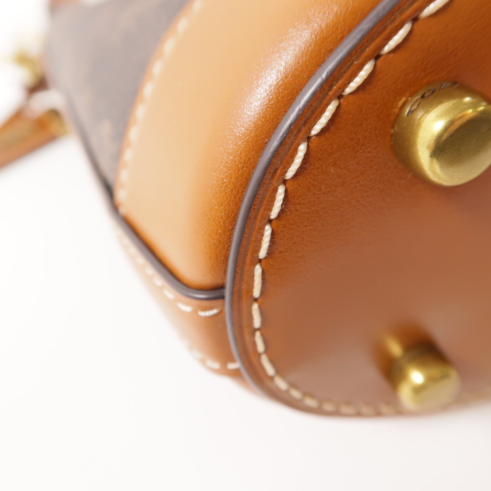 COACH 塗層帆布2 Way Shoulder金扣手挽肩背兩用袋棕色