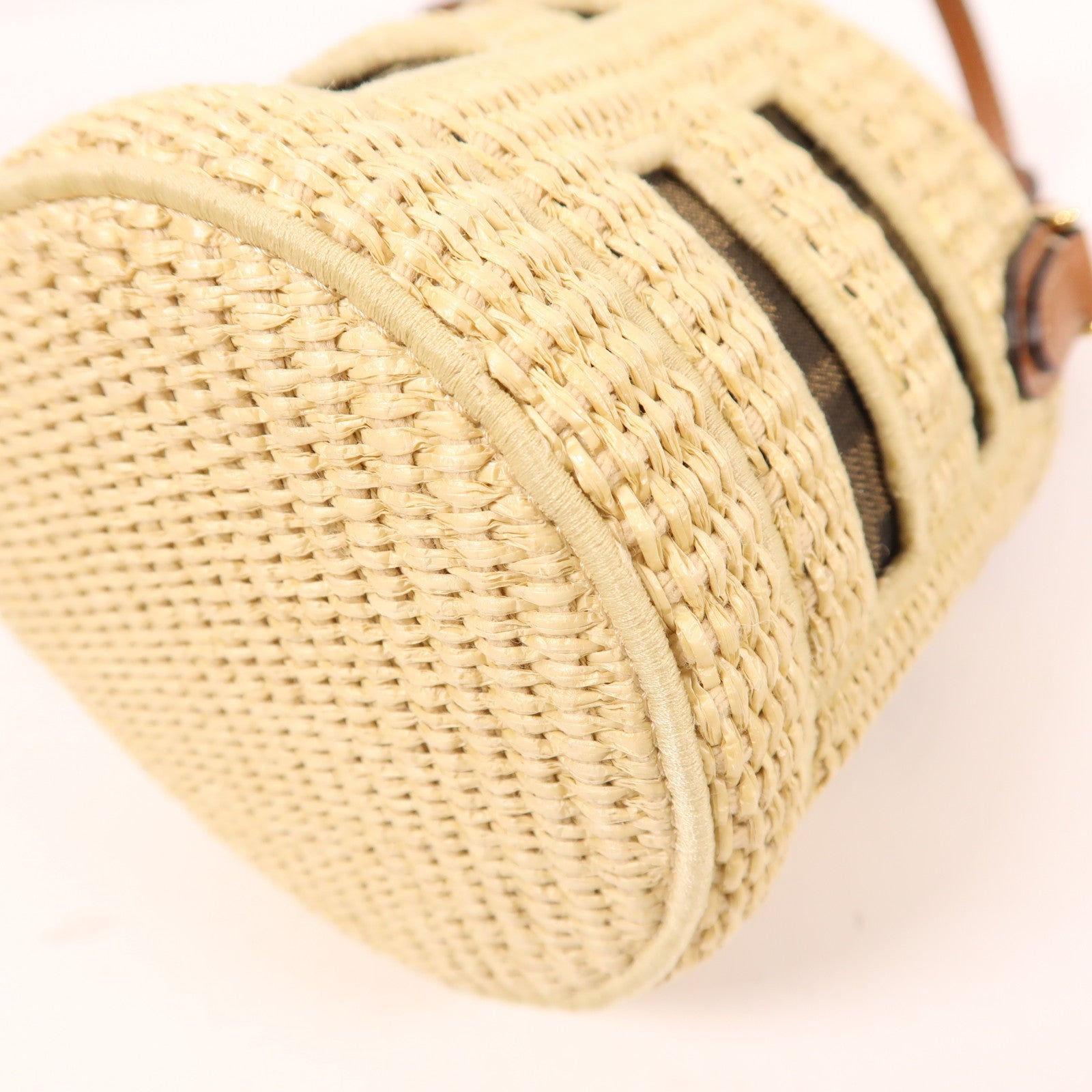 FENDI Raffia/帆布Step Out Bucket金扣手挽肩背兩用袋
