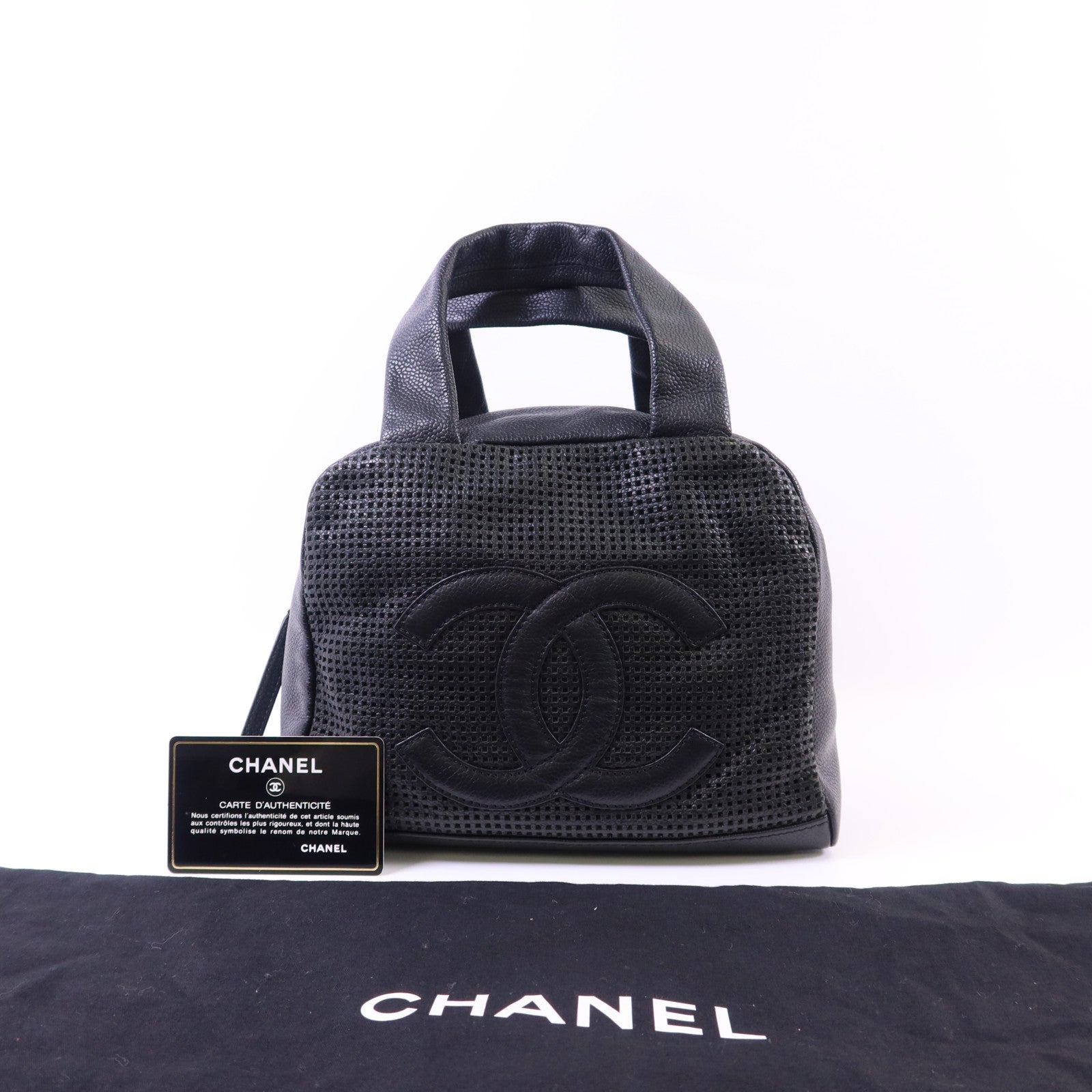 CHANEL 皮革Handbag銀扣手挽袋