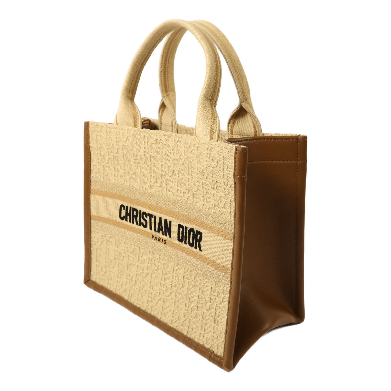 Dior 牛皮皮革/帆布Book Tote PM金扣手挽肩背兩用袋