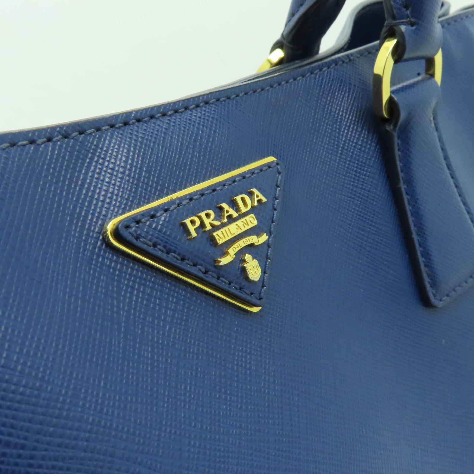 PRADA Saffiano皮革Tote Bag金扣手挽袋藍色