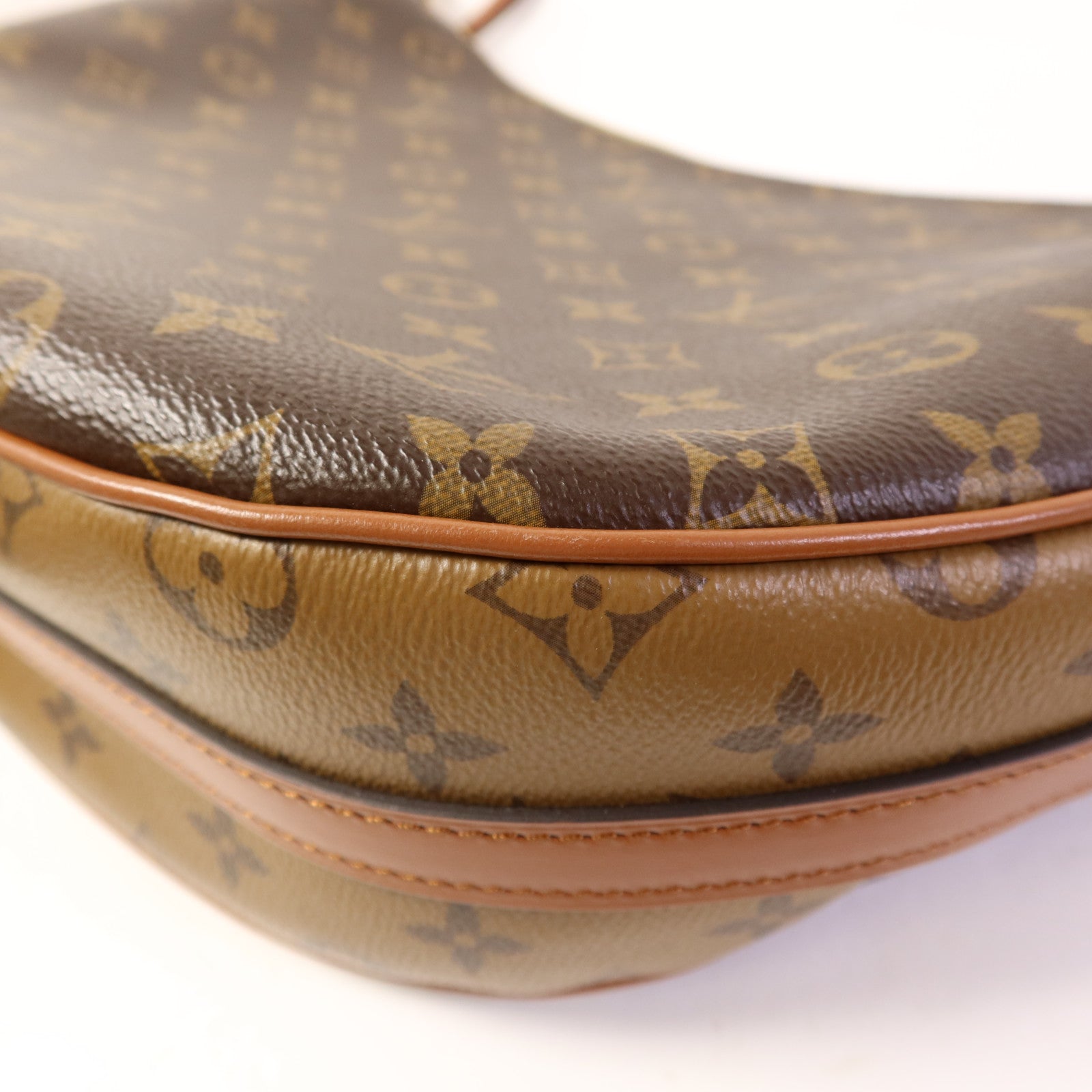 LOUIS VUITTON Monogram Reverse Loop Hobo金扣手挽肩背兩用袋棕色