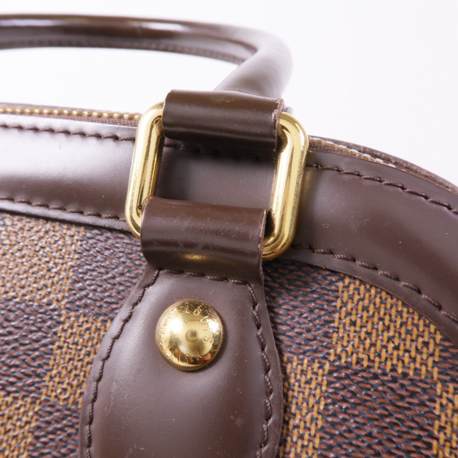 LOUIS VUITTON Damier Trevi金扣手挽肩背兩用袋棕色