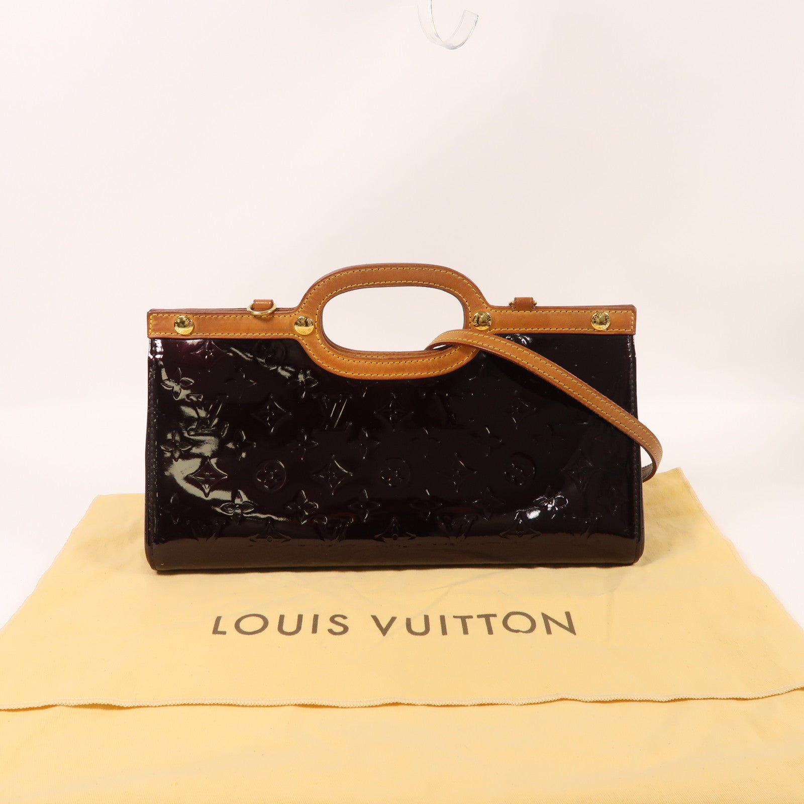 LOUIS VUITTON Monogram Vernis Roxbury Drive金扣手挽肩背兩用袋酒紅色