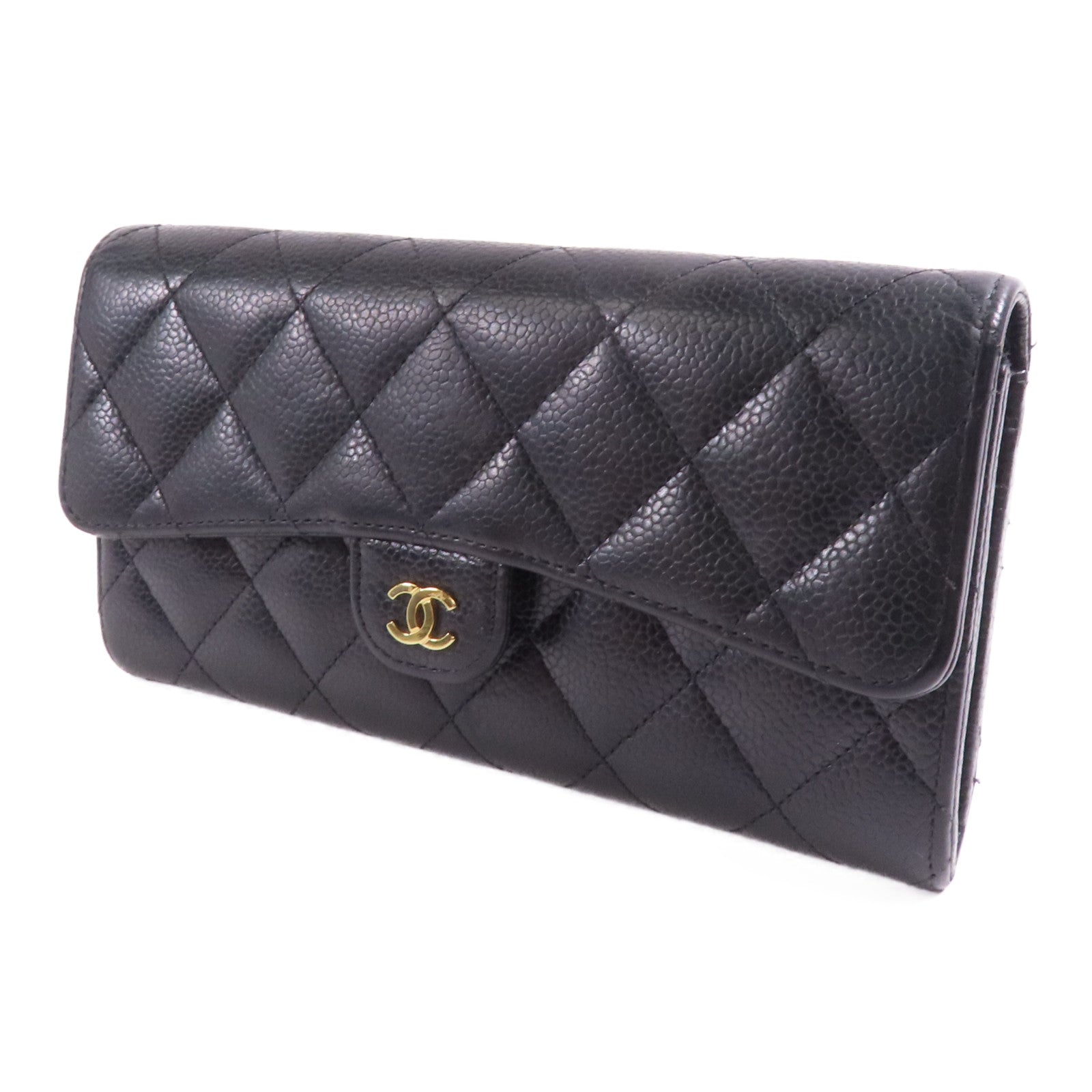 CHANEL 牛皮皮革Long Wallet金扣長錢包