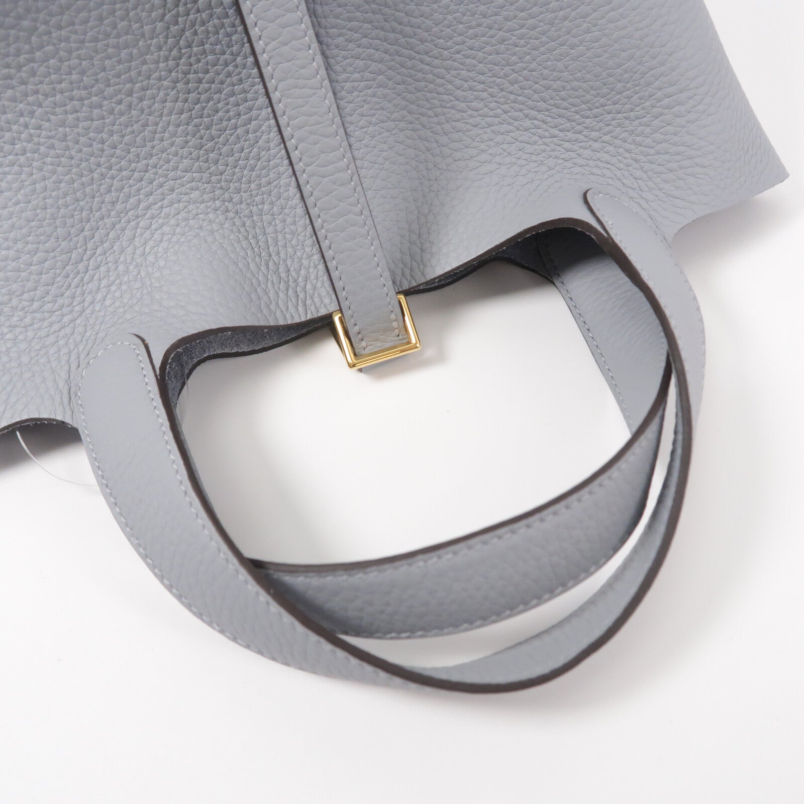 HERMES Clemence皮革Picotin PM手挽袋Gris Pantin