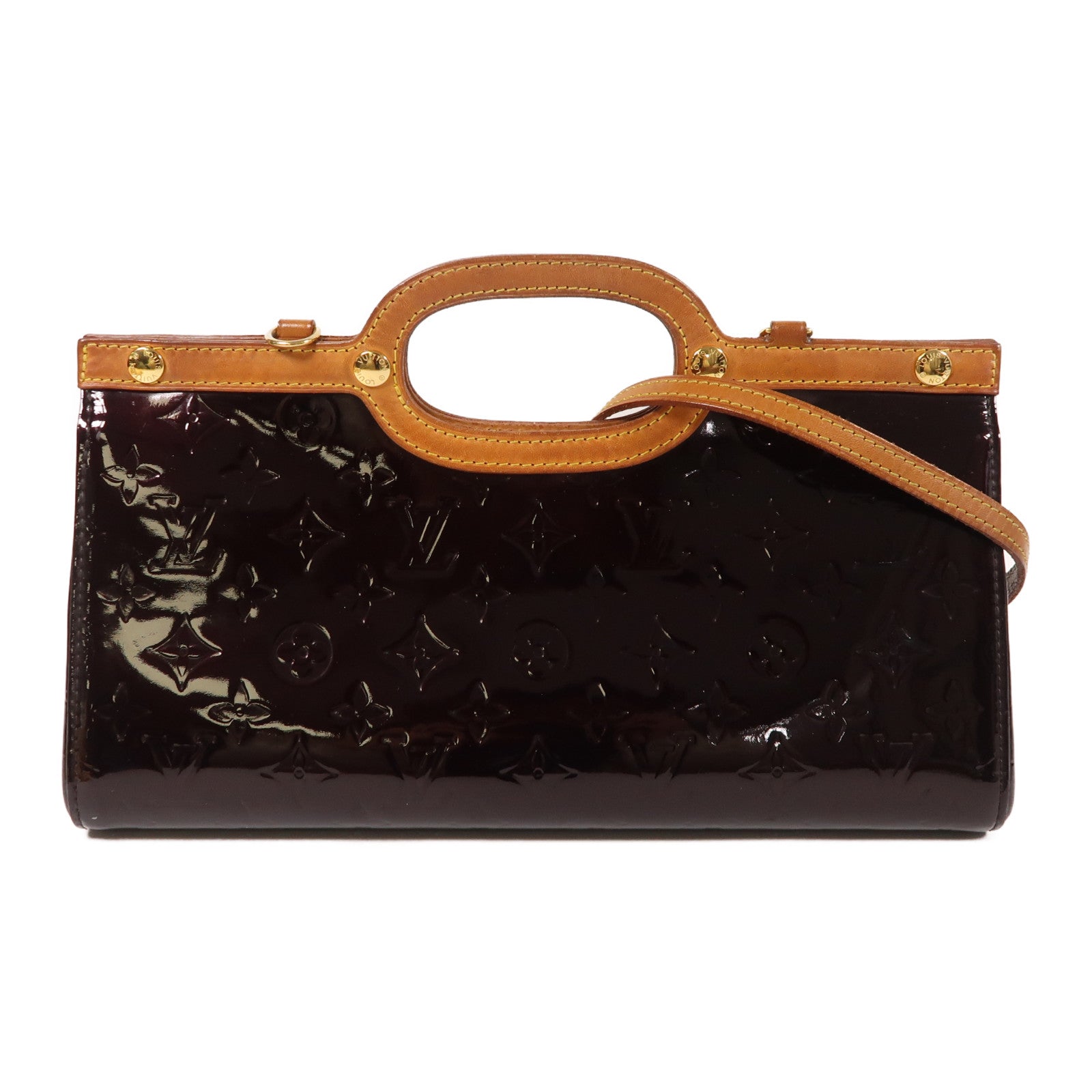 LOUIS VUITTON Monogram Vernis Roxbury Drive金扣手挽肩背兩用袋酒紅色