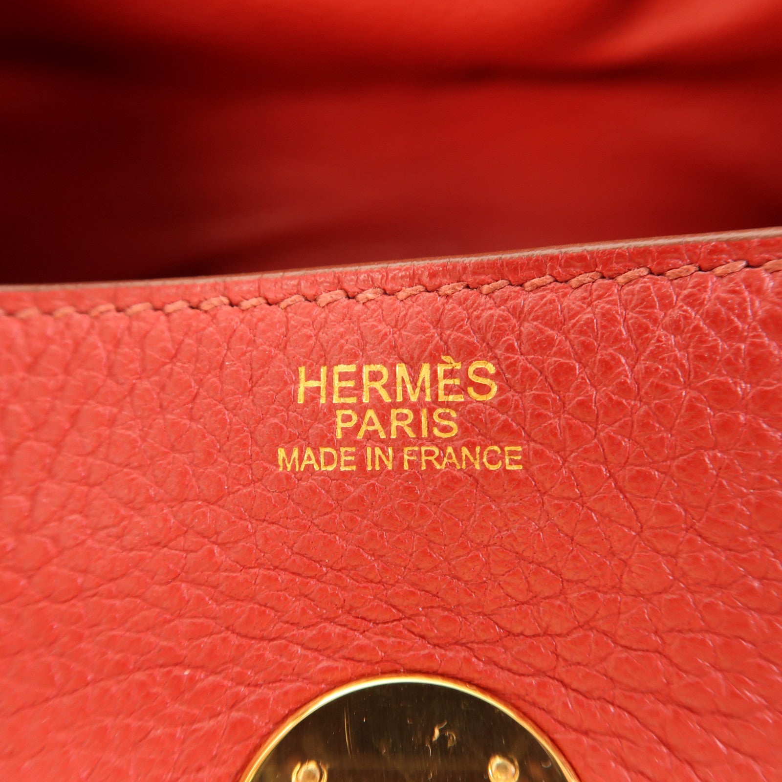 HERMES Clemence皮革Lindy 30金扣手挽肩背兩用袋 Rouge Tomate