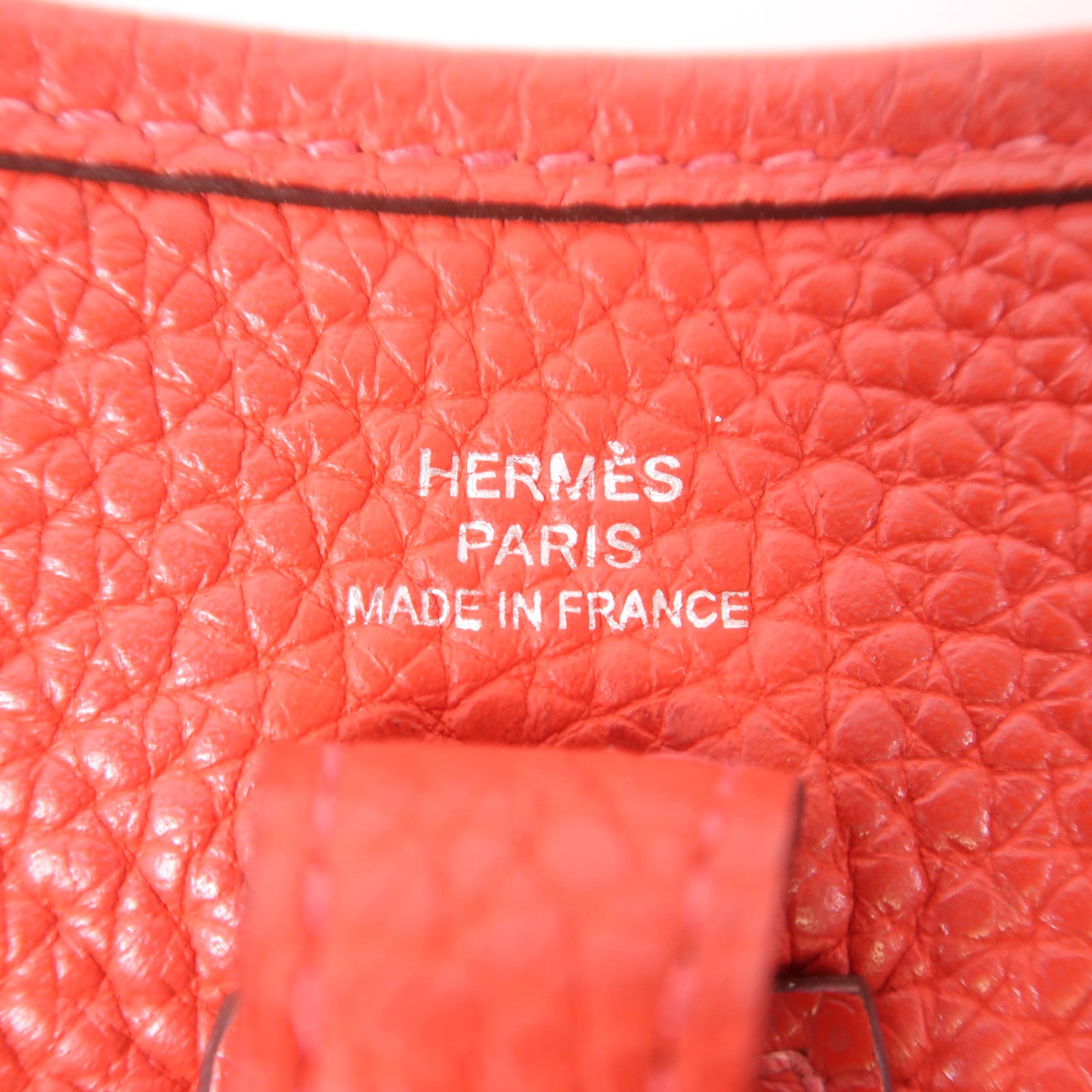 HERMES Clemence皮革Evelyne TPM銀扣肩背袋Rose De Coeur