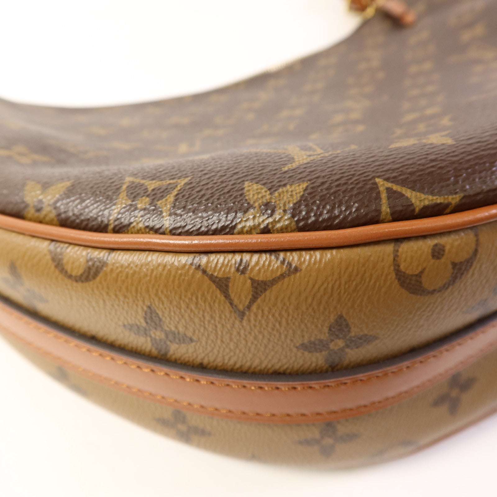 LOUIS VUITTON Monogram Reverse Loop Hobo金扣手挽肩背兩用袋棕色