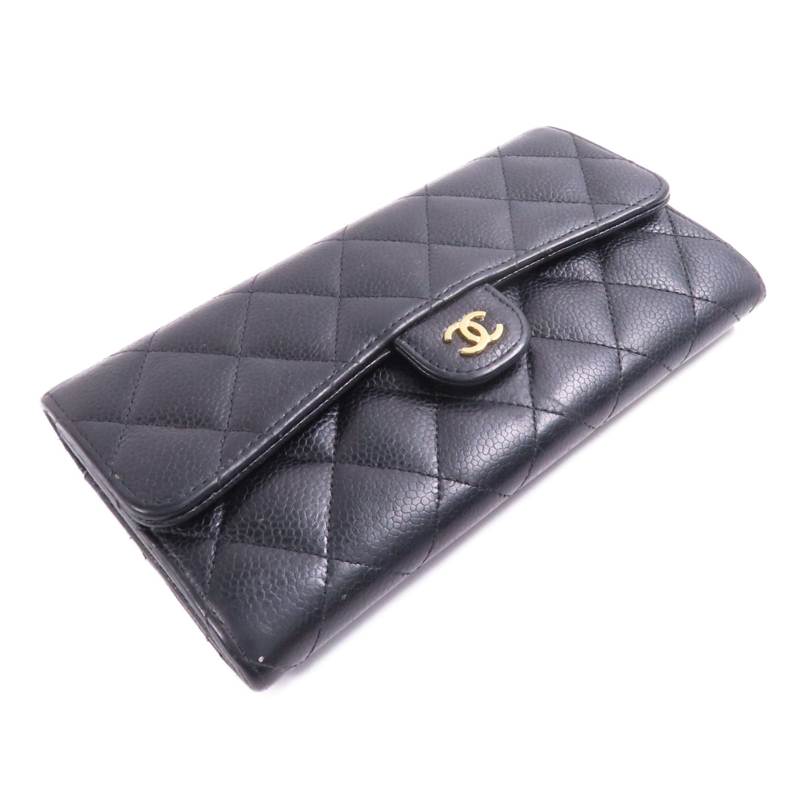 CHANEL 牛皮皮革Long Wallet金扣長錢包