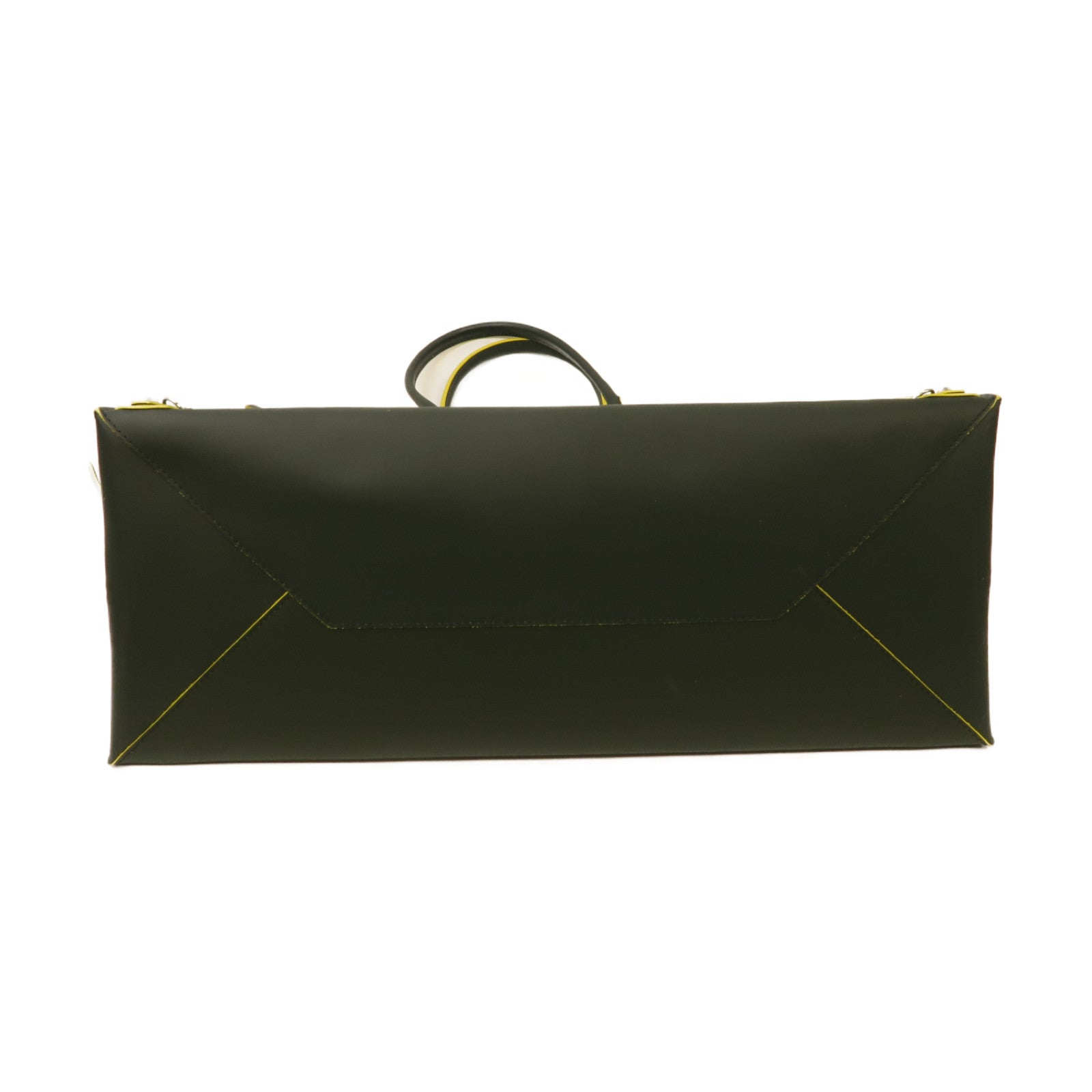 BALENCIAGA 【激減優惠】牛皮皮革Papier A4銀扣手挽袋深綠色/黃色