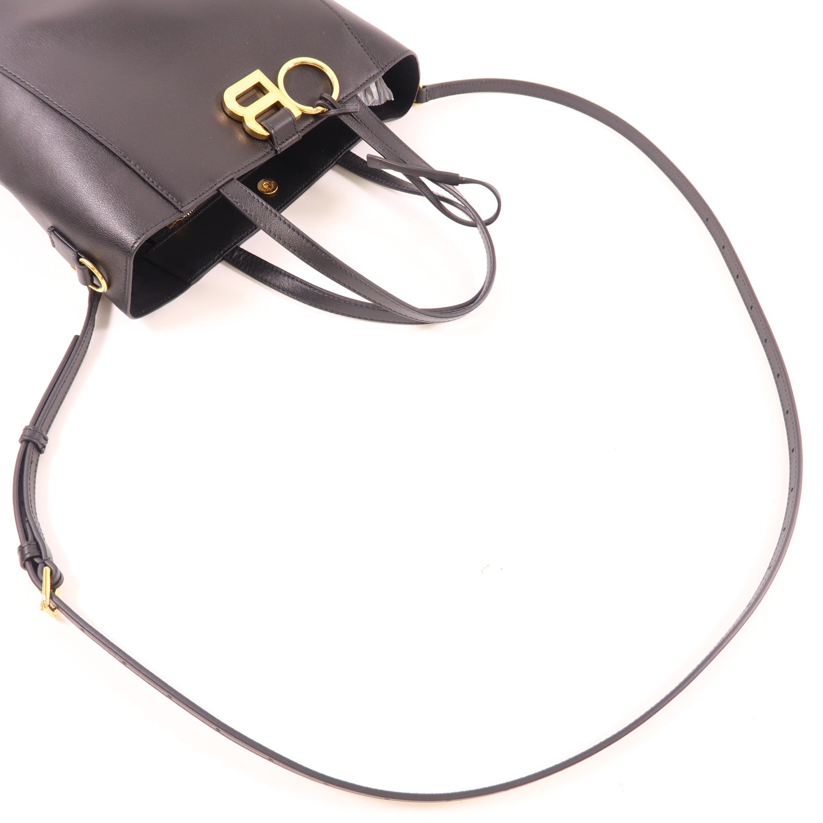 BALENCIAGA GHW Small Hourglass Tote Bag 2 Way Shoulder 810415 2ABE7/1000 Calf