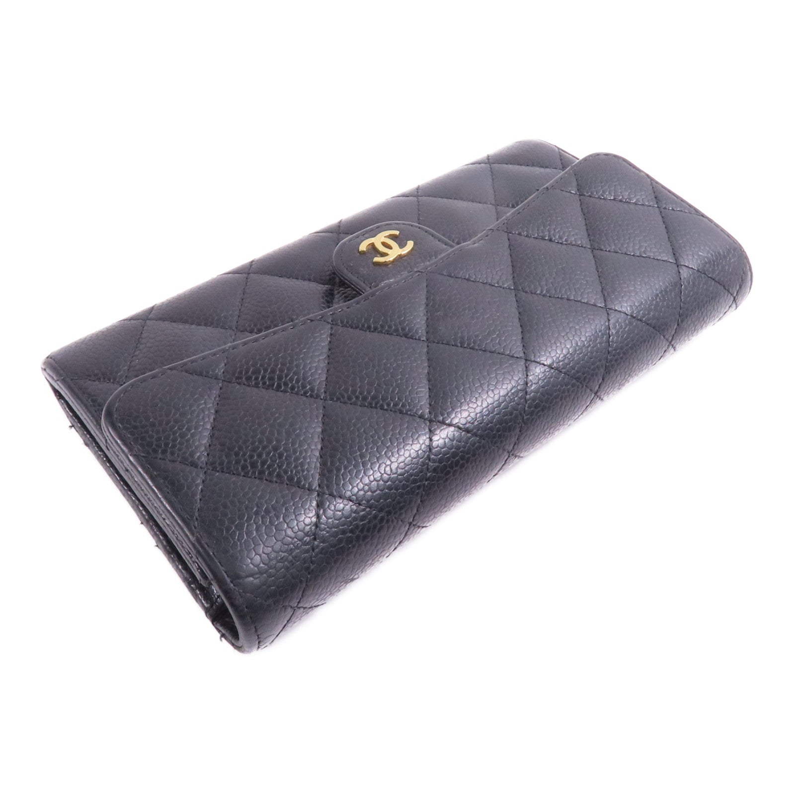 CHANEL 牛皮皮革Long Wallet金扣長錢包