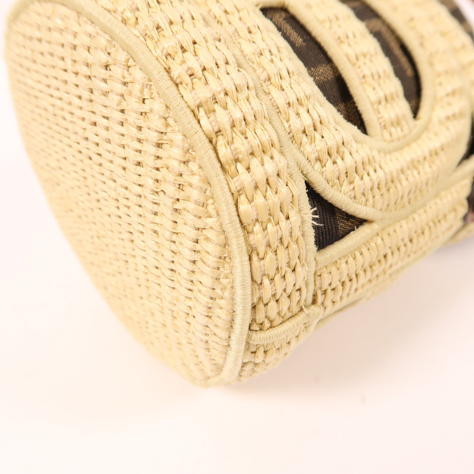FENDI Raffia/帆布Step Out Bucket金扣手挽肩背兩用袋