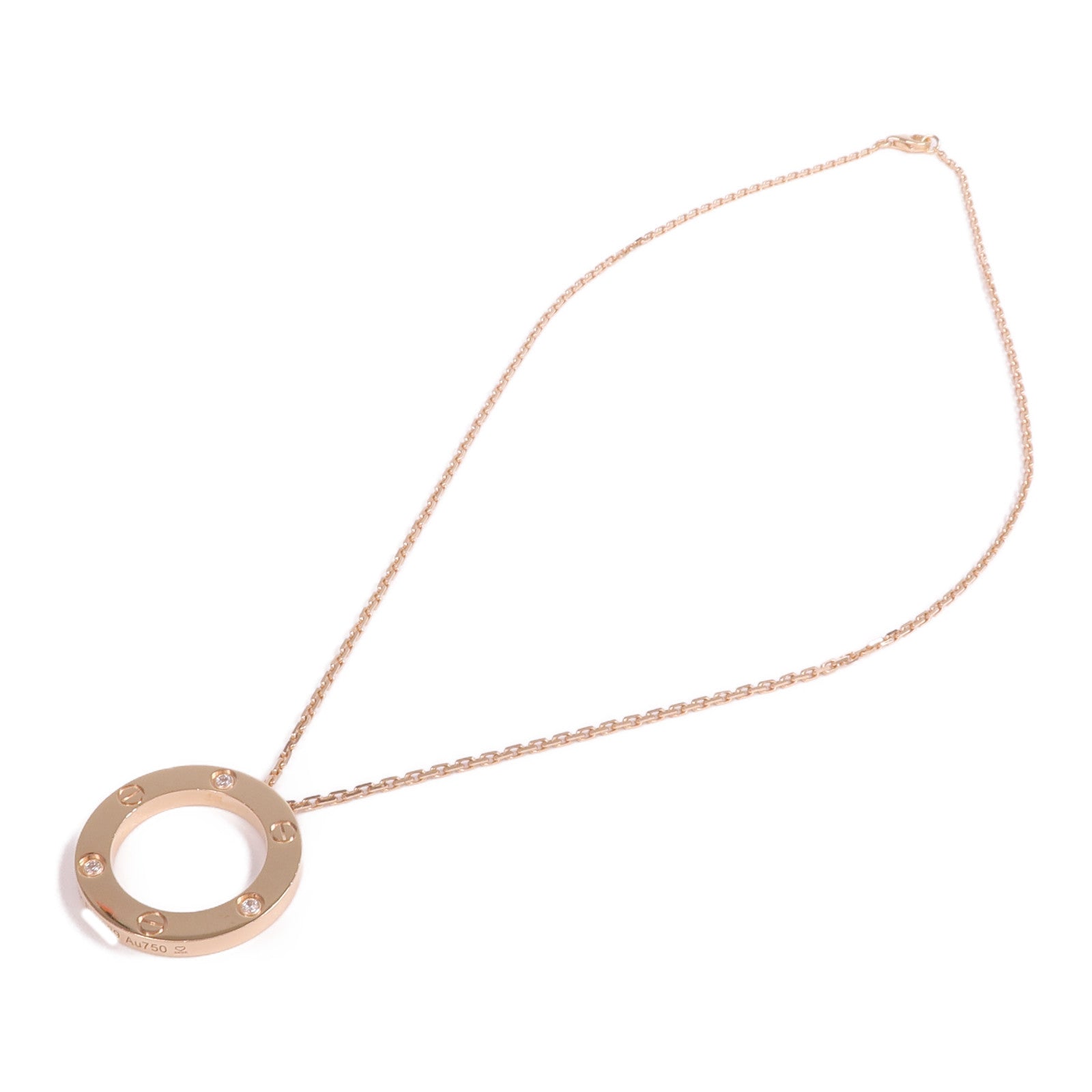 CARTIER 18K玫瑰金Love Pendant 3 Diamond鑽石項鍊