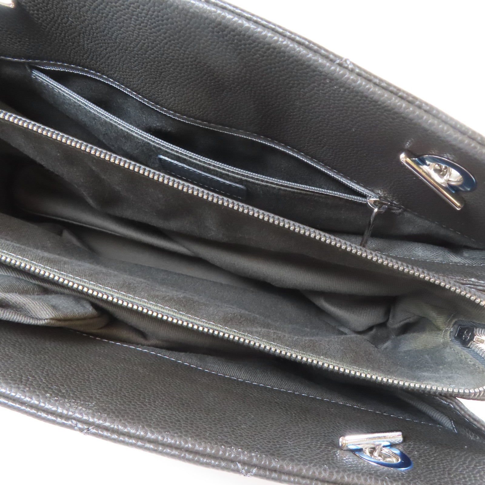 CHANEL 【激減優惠】菱格牛皮皮革Chain Shoulder Bag銀扣鏈帶肩背袋灰褐色
