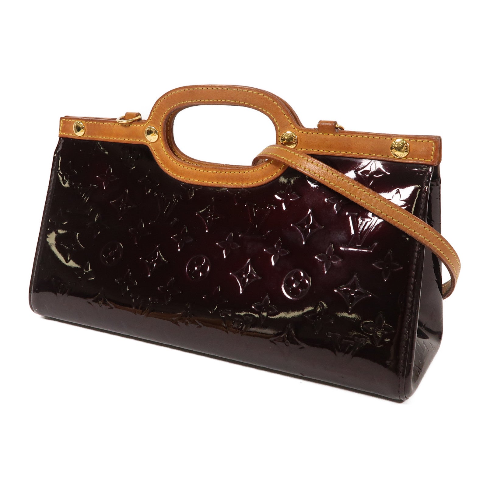 LOUIS VUITTON Monogram Vernis Roxbury Drive金扣手挽肩背兩用袋酒紅色