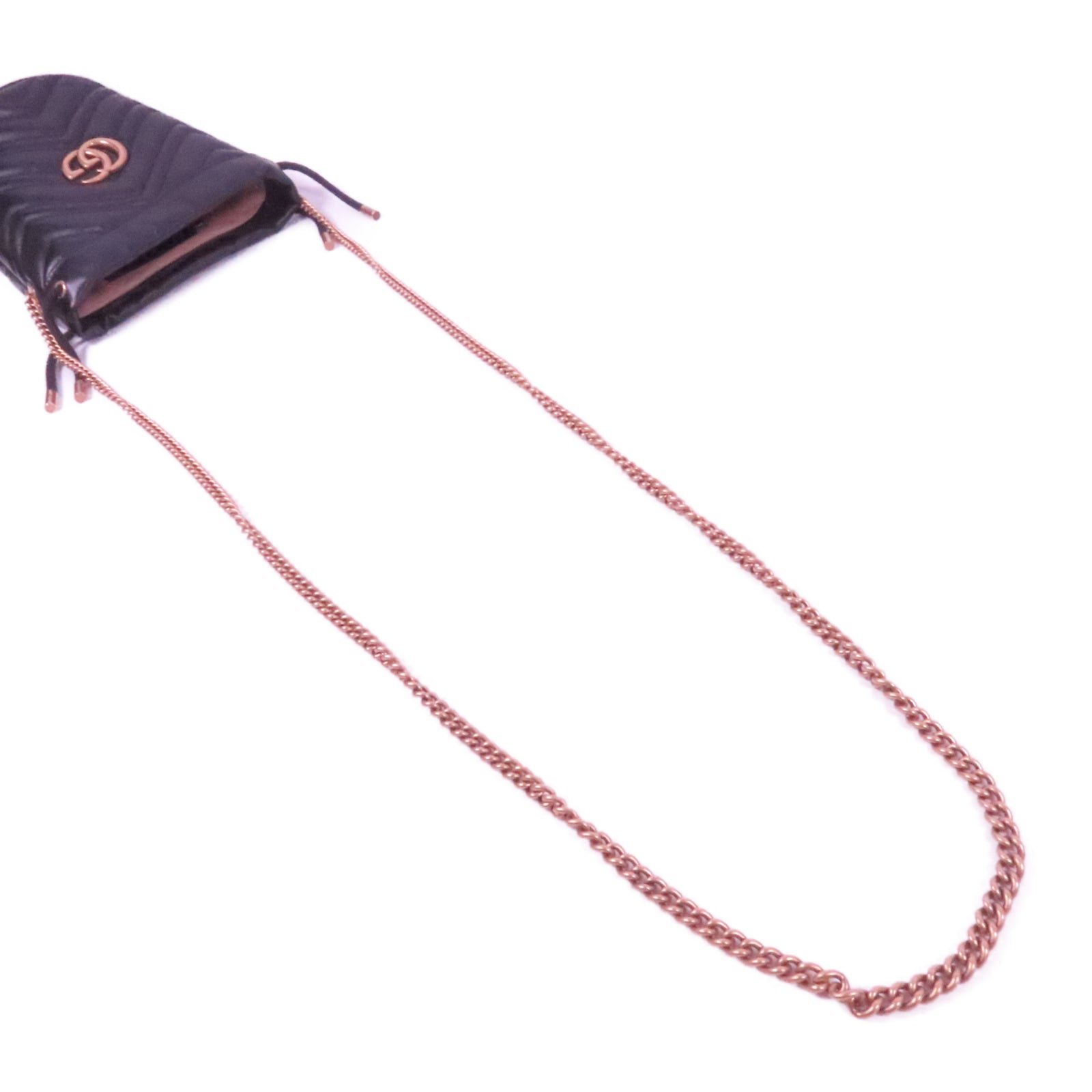 GUCCI 皮革GG Marmont金扣鏈帶肩背袋黑色