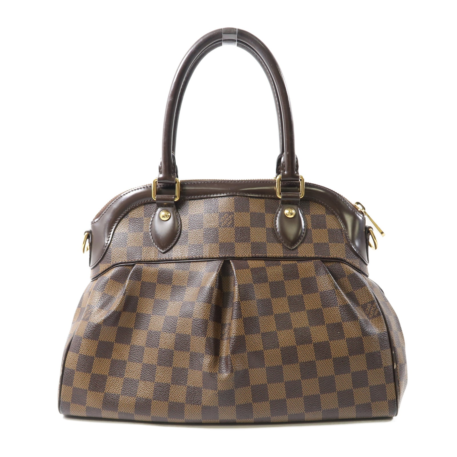 LOUIS VUITTON Damier Trevi金扣手挽肩背兩用袋棕色