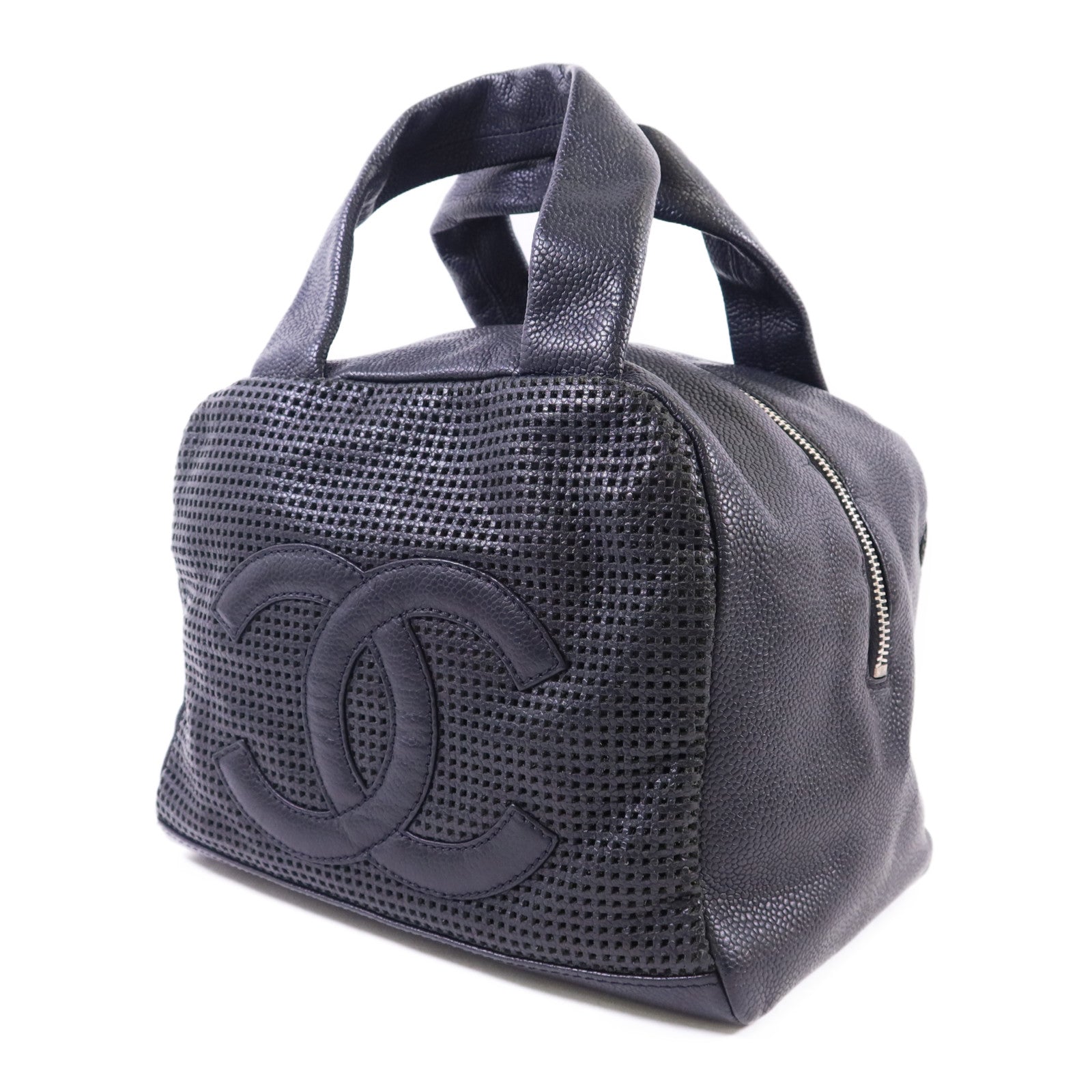 CHANEL 皮革Handbag銀扣手挽袋