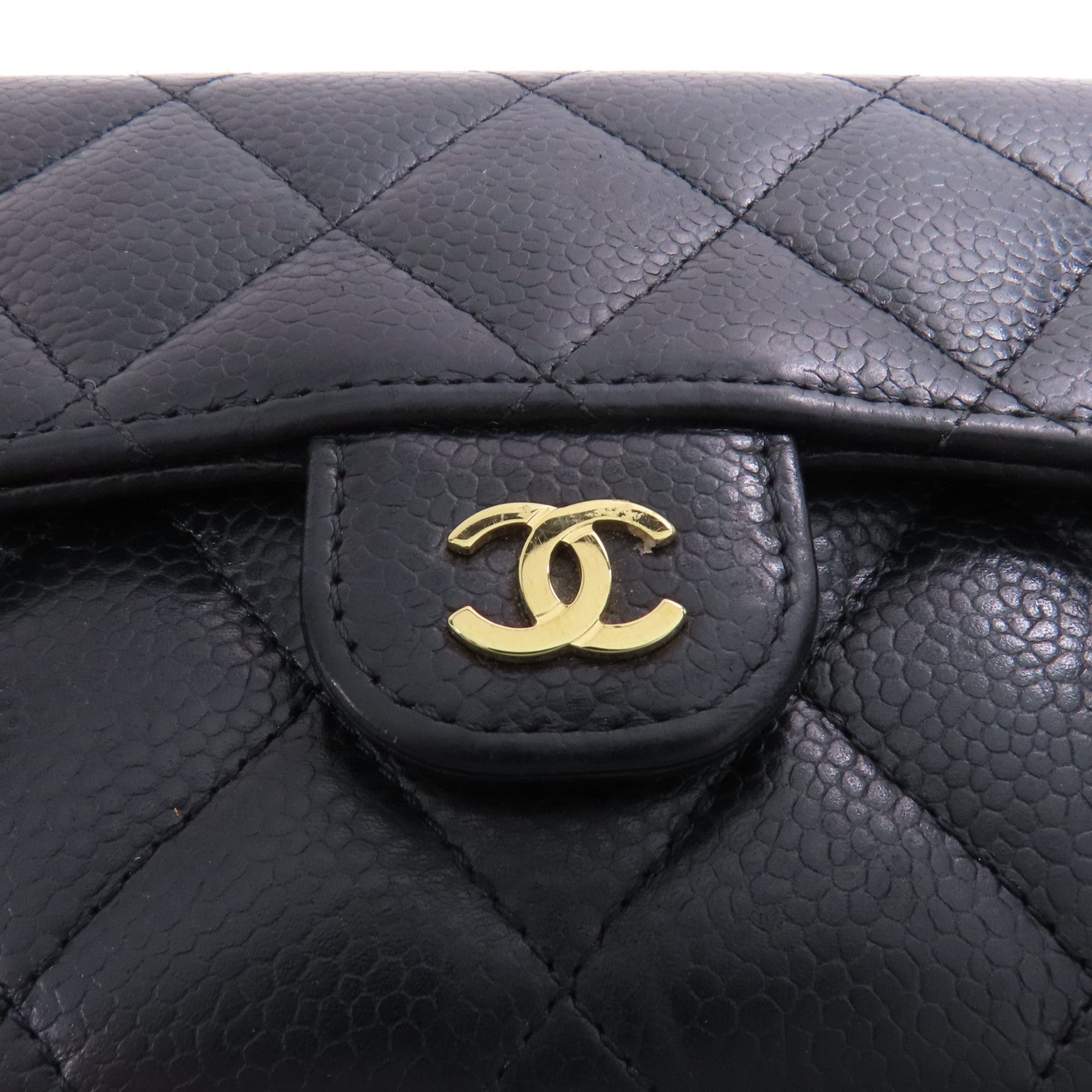 CHANEL 牛皮皮革Long Wallet金扣長錢包